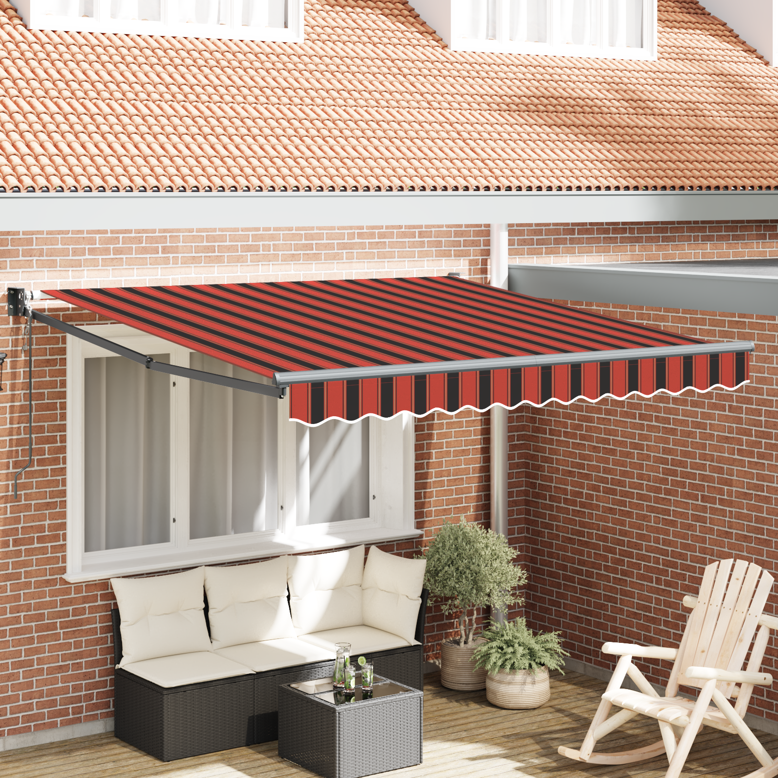 Tenda Retrattile Automatica Arancione e Marrone 350x250 cm 3330236