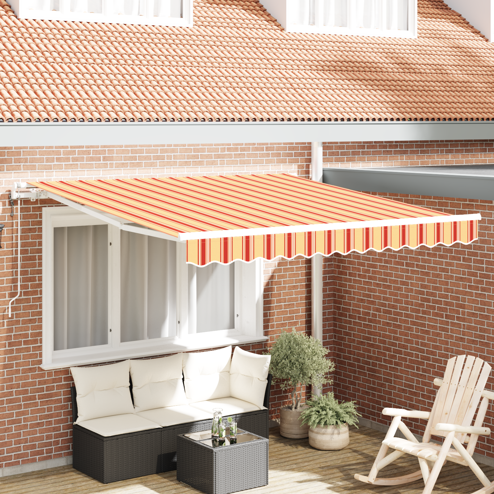 Automatische Inklapbare Luifel in Geel en Oranje 350×250 cm