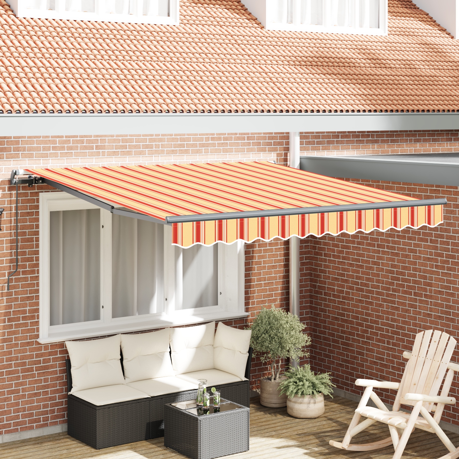 Handmatige intrekbare luifel Geel en Oranje 350×250 cm