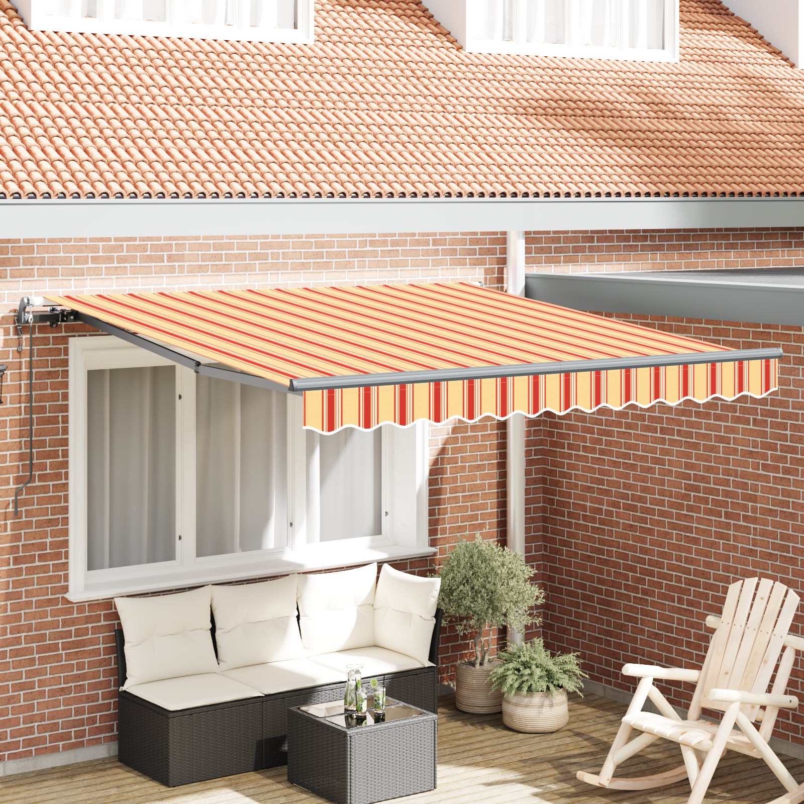 Automatische Inklapbare Luifel Geel en Oranje 350×250 cm