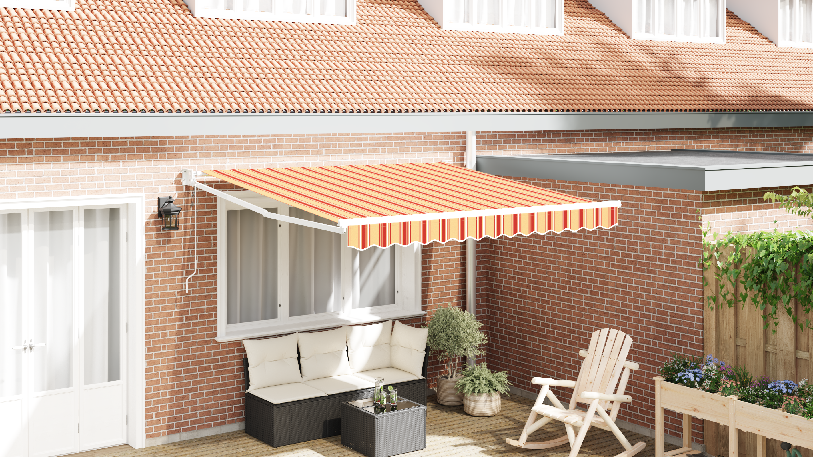 Tenda Retrattile Automatica Gialla e Arancione 350x250 cm 3330258