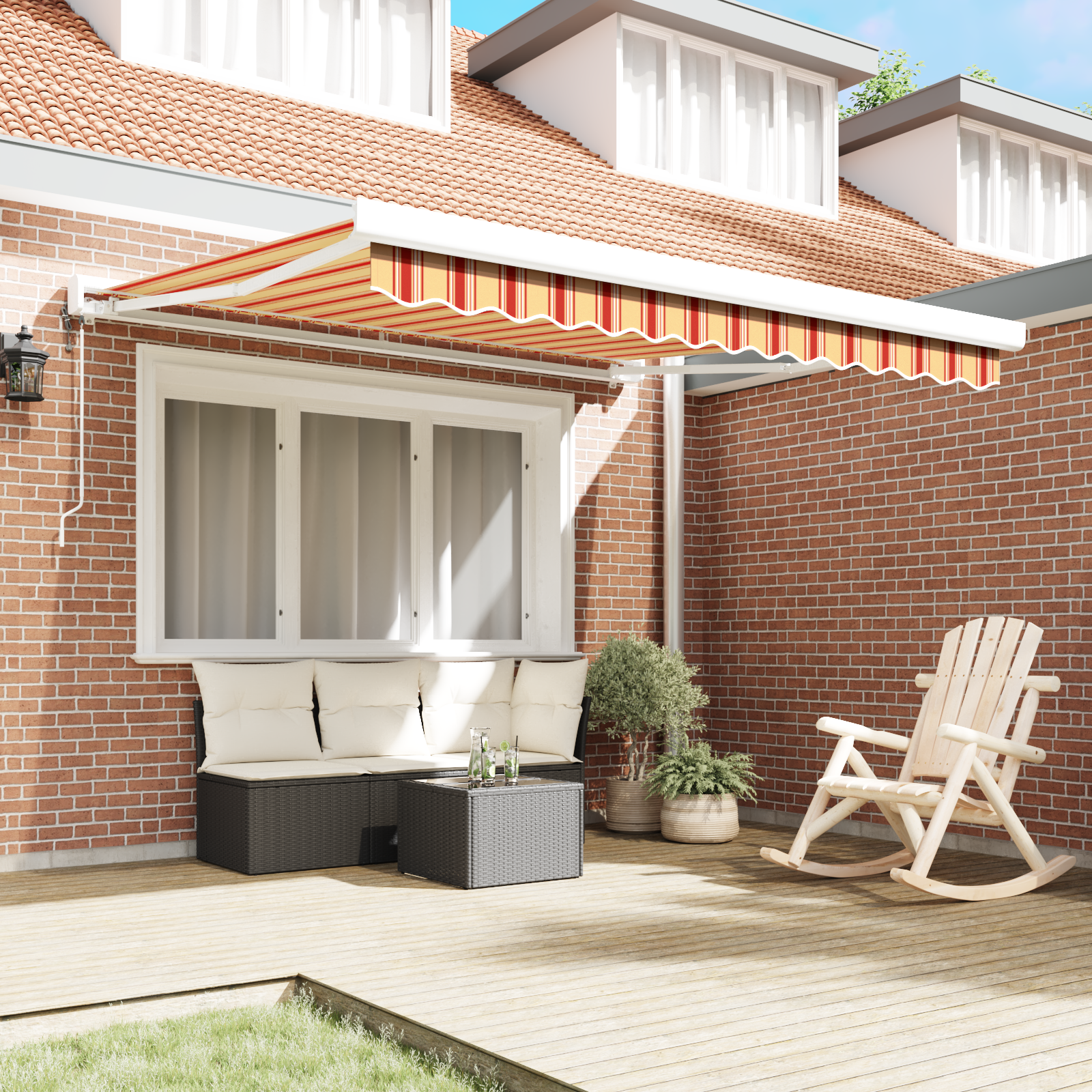 Automatic Retractable Awning in Yellow and Orange, 350x250 cm - Image 3