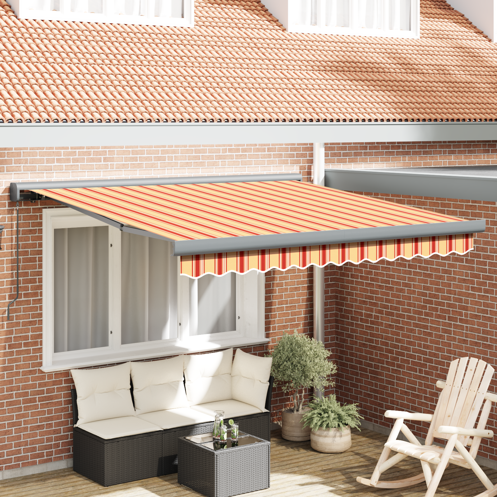 Manual Retractable Awning - Yellow and Orange 350x250 cm