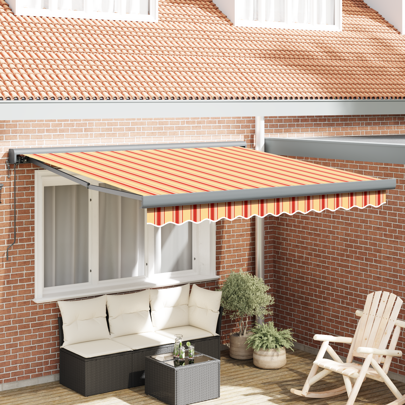 Tenda Retrattile Automatica Gialla e Arancione 350x250 cm 3330264