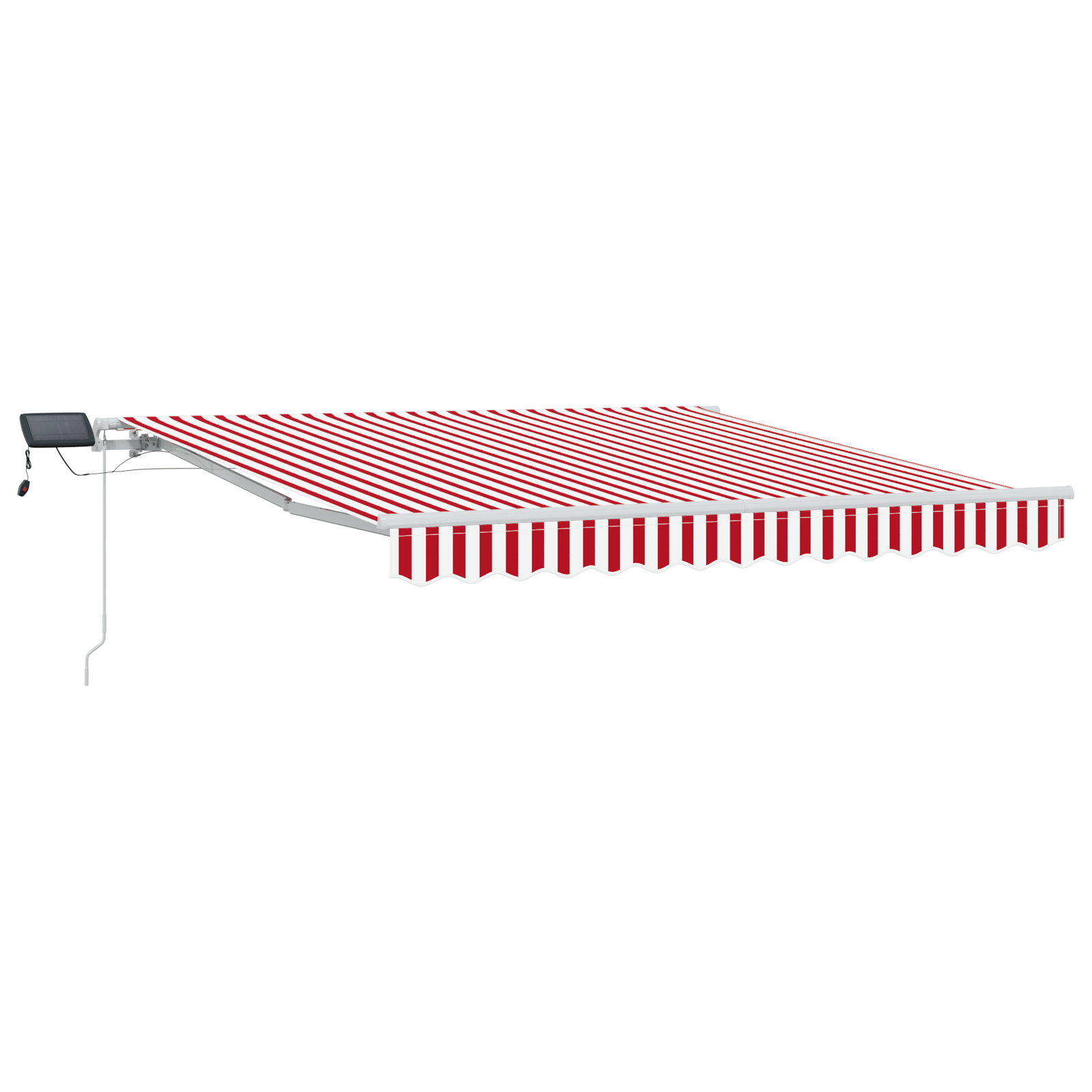 Manual Retractable Awning with LED Red and White Stripe 350x250 cm - Image 2