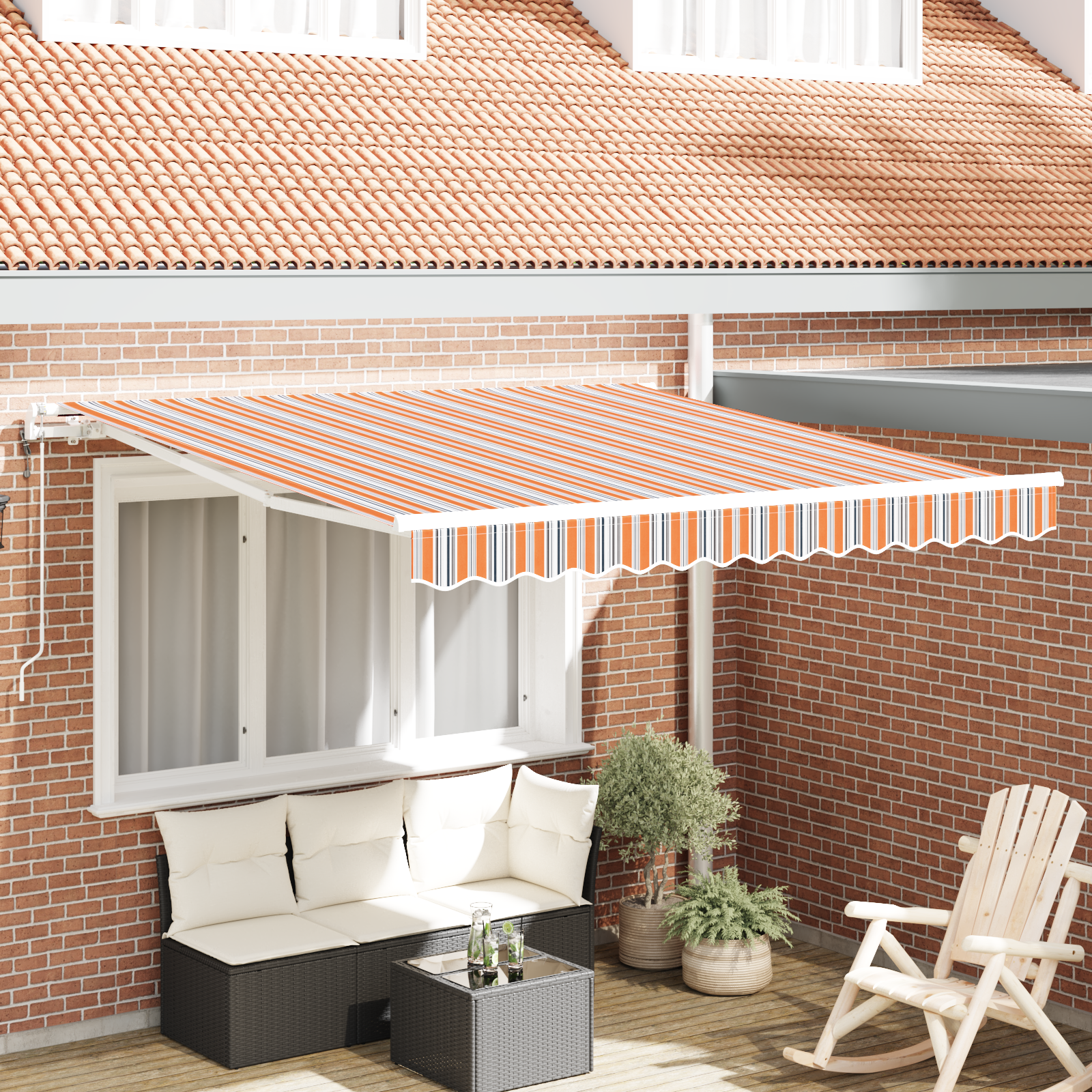 Tenda Retrattile Automatica a Righe Multicolore 350x250 cm 3330287