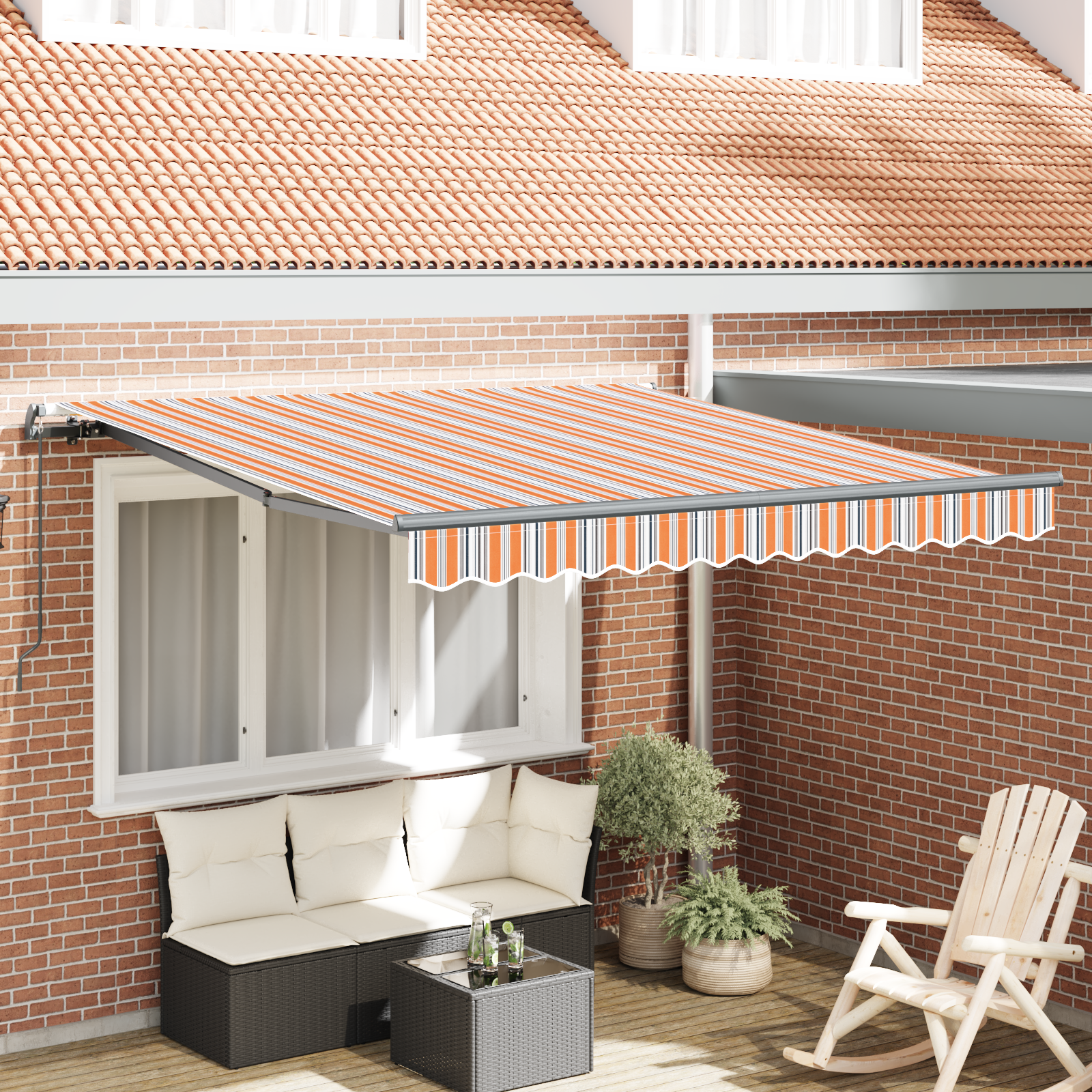 Tenda retrattile manuale multicolore a strisce 350x250 cm 3330289