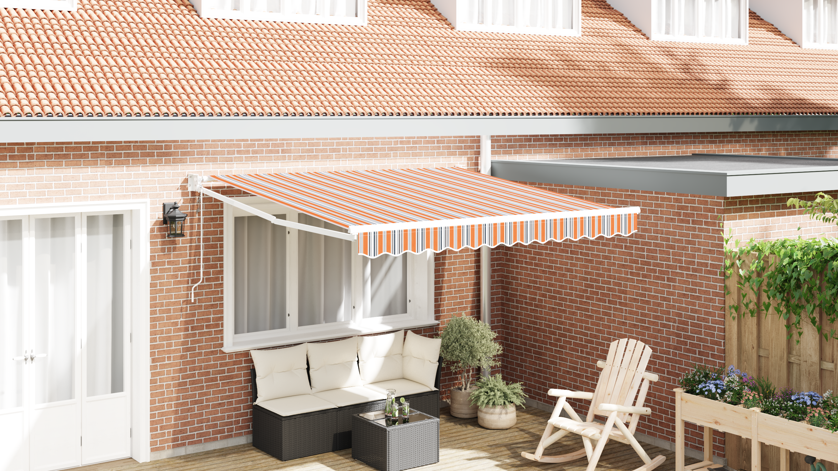 Automatische Inklapbare Luifel Multikleurige Streep 350×250 cm