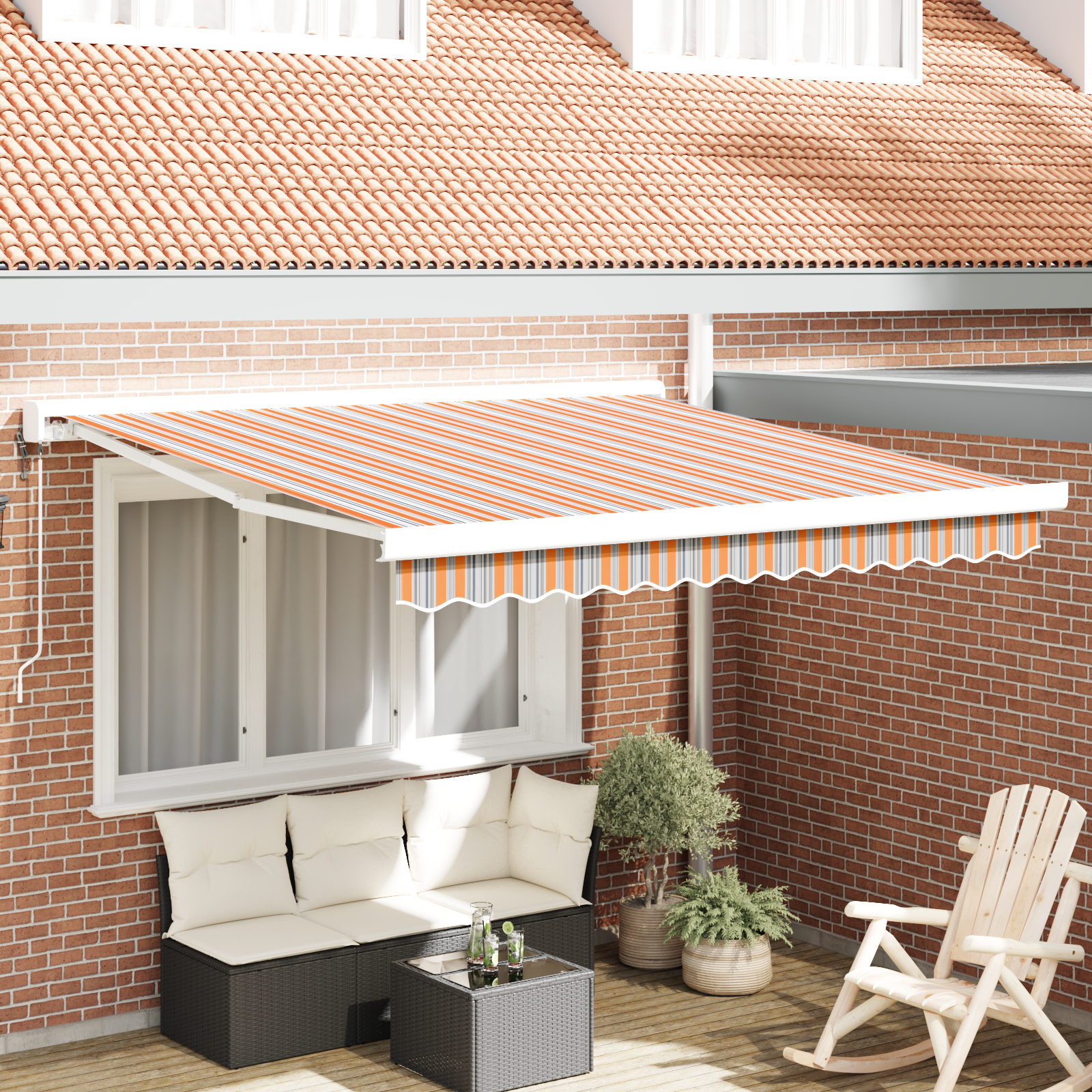 Tenda Retrattile Automatica a Righe Multicolore 350x250 cm 3330298