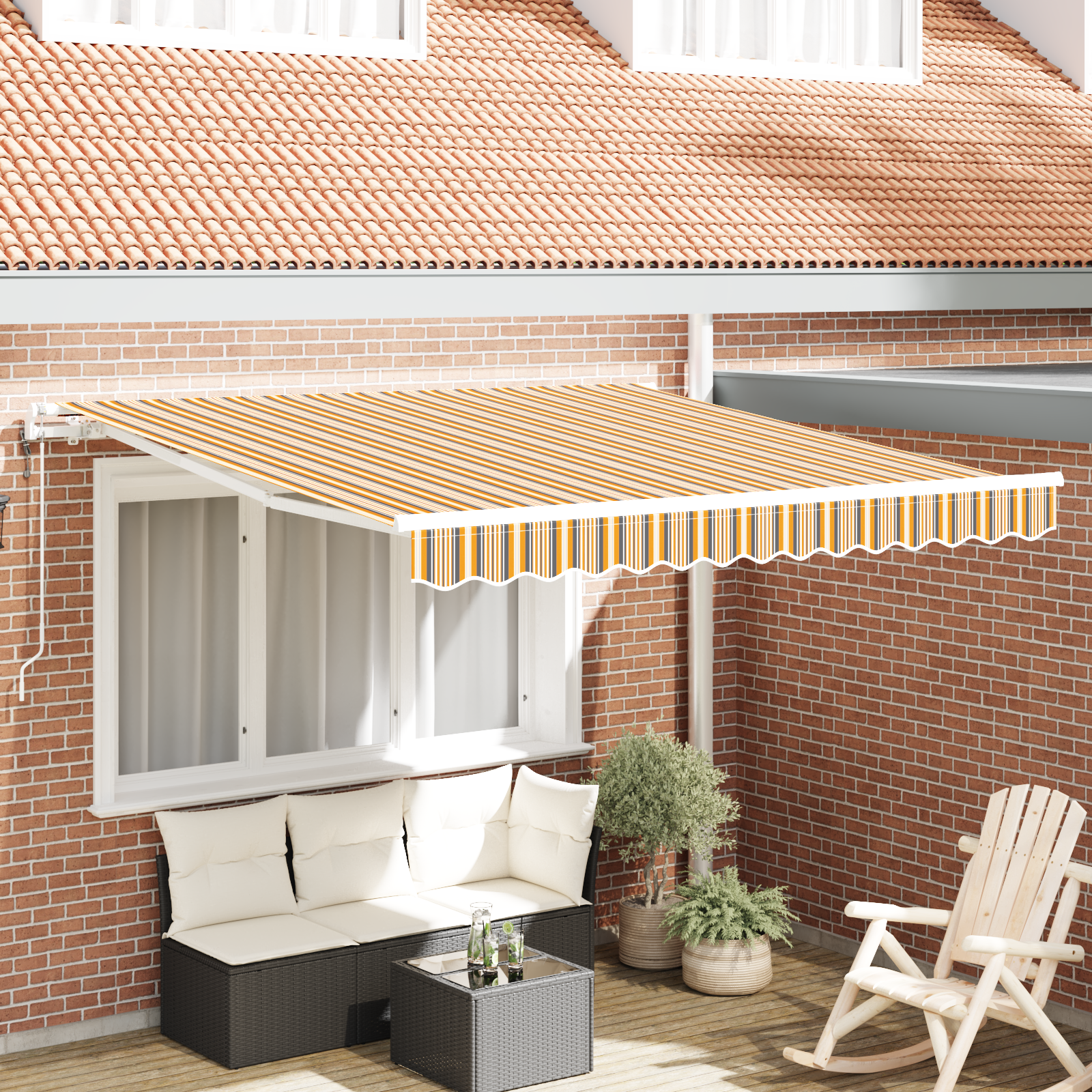 Automatische Inklapbare Luifel Multicolor Streep 350×250 cm