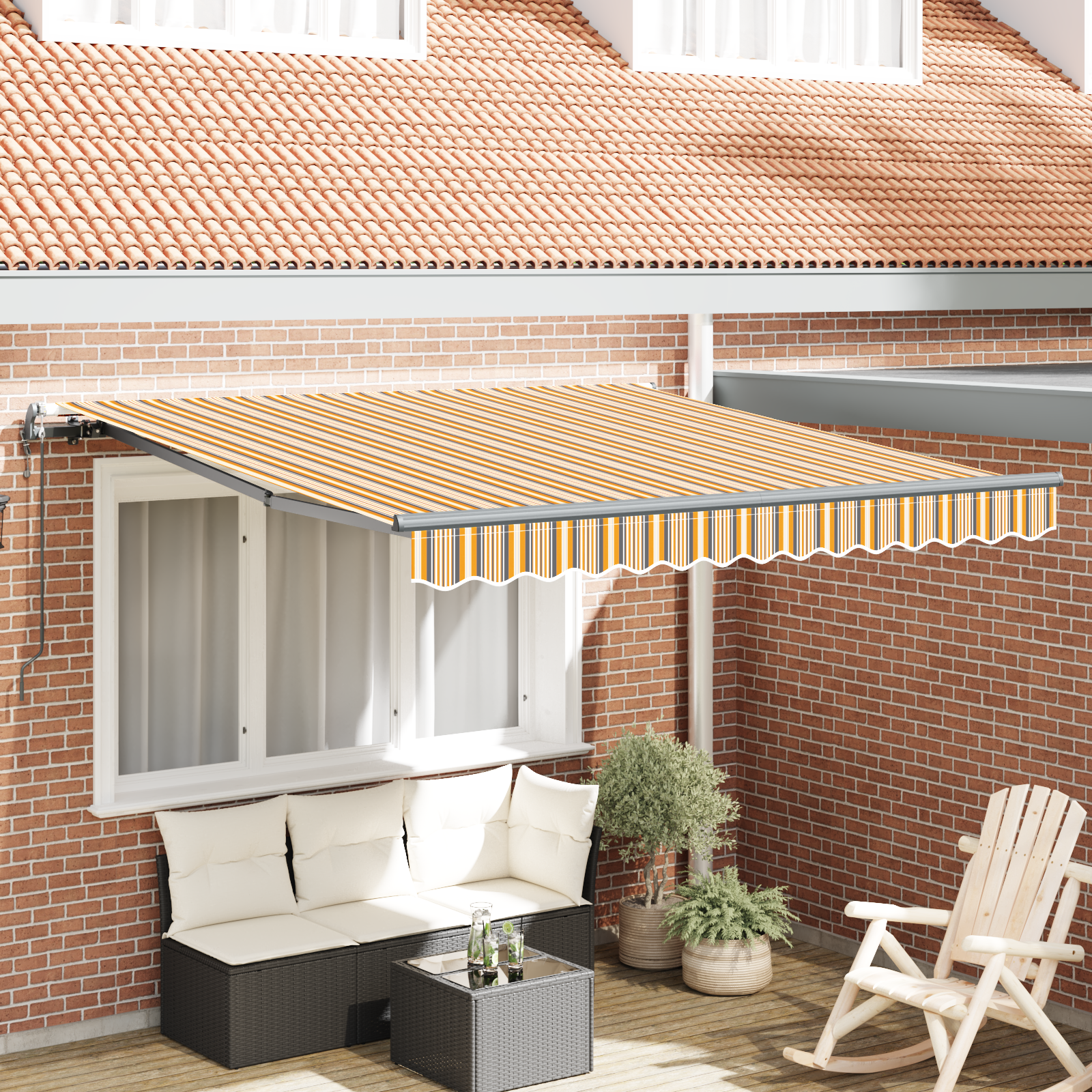 Tenda Retrattile Automatica Striscia Multicolore 350x250 cm 3330309