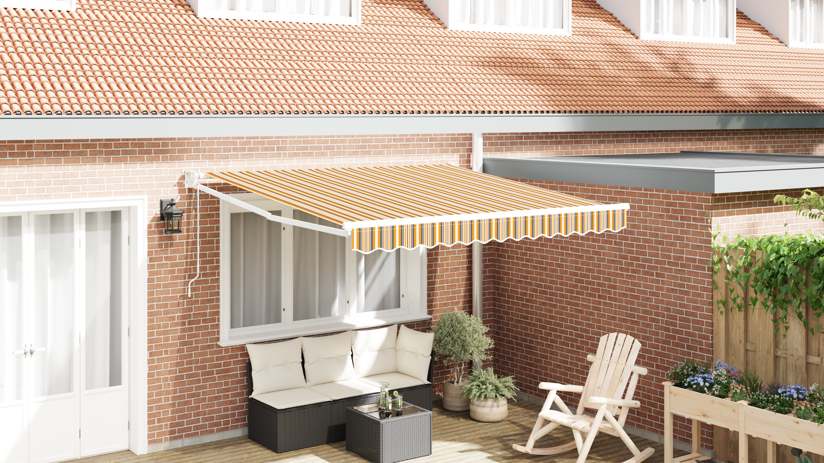 Automatic Retractable Awning Multicolour Stripe 350x250 cm