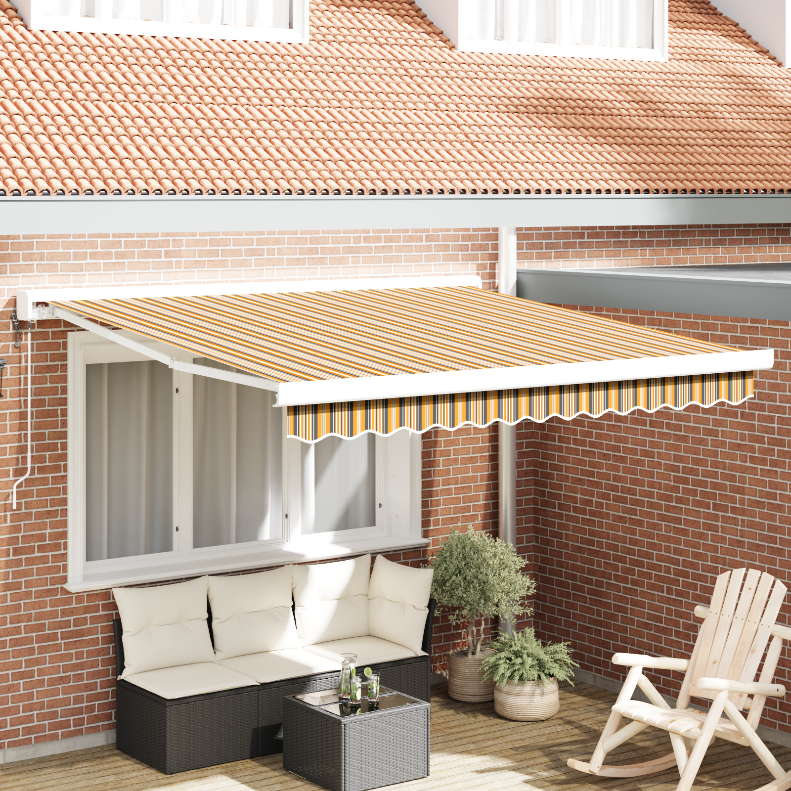 Tenda retrattile manuale a strisce multicolore 350x250 cm 3330316