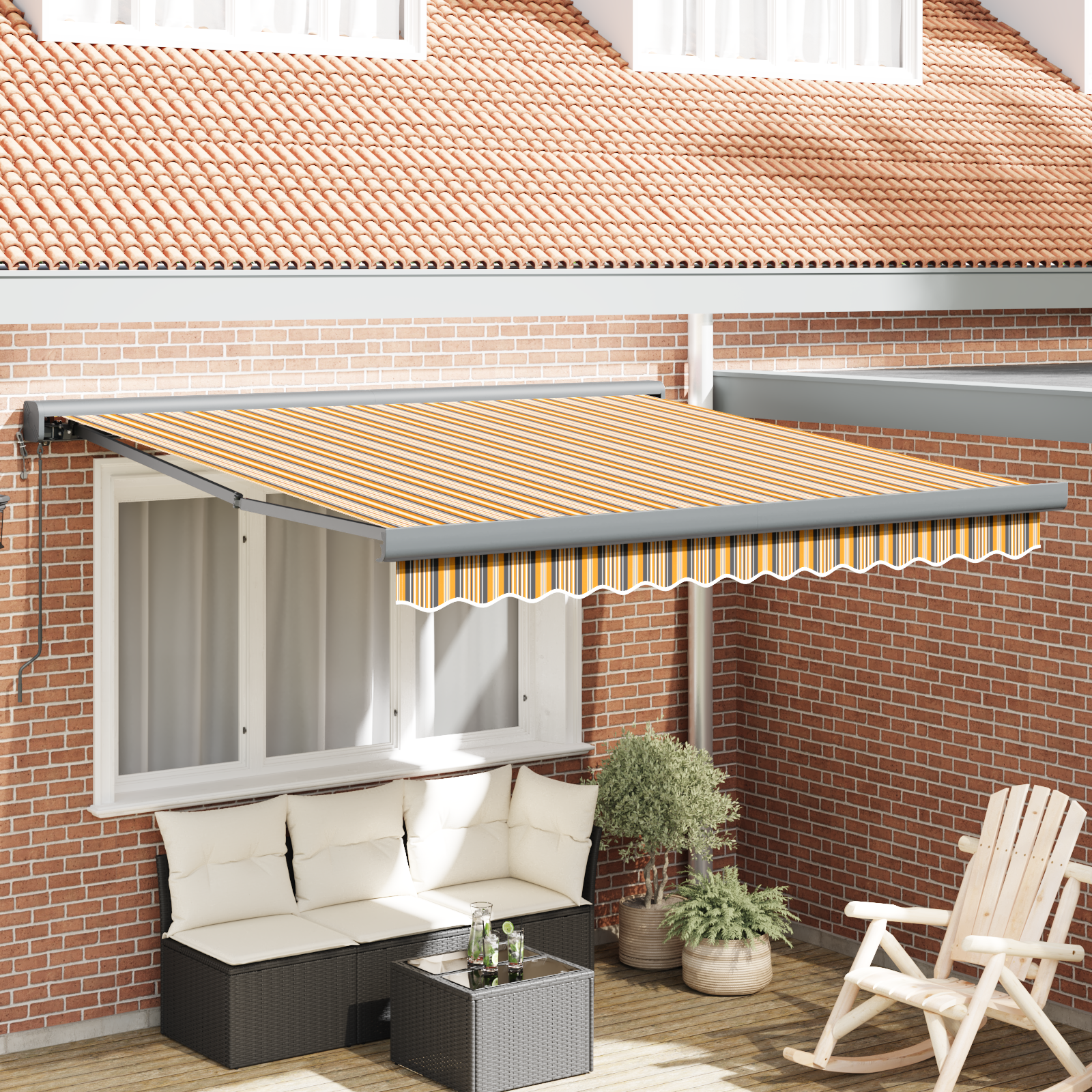 Automatische Intrekbare Luifel Multicolor Streep 350×250 cm
