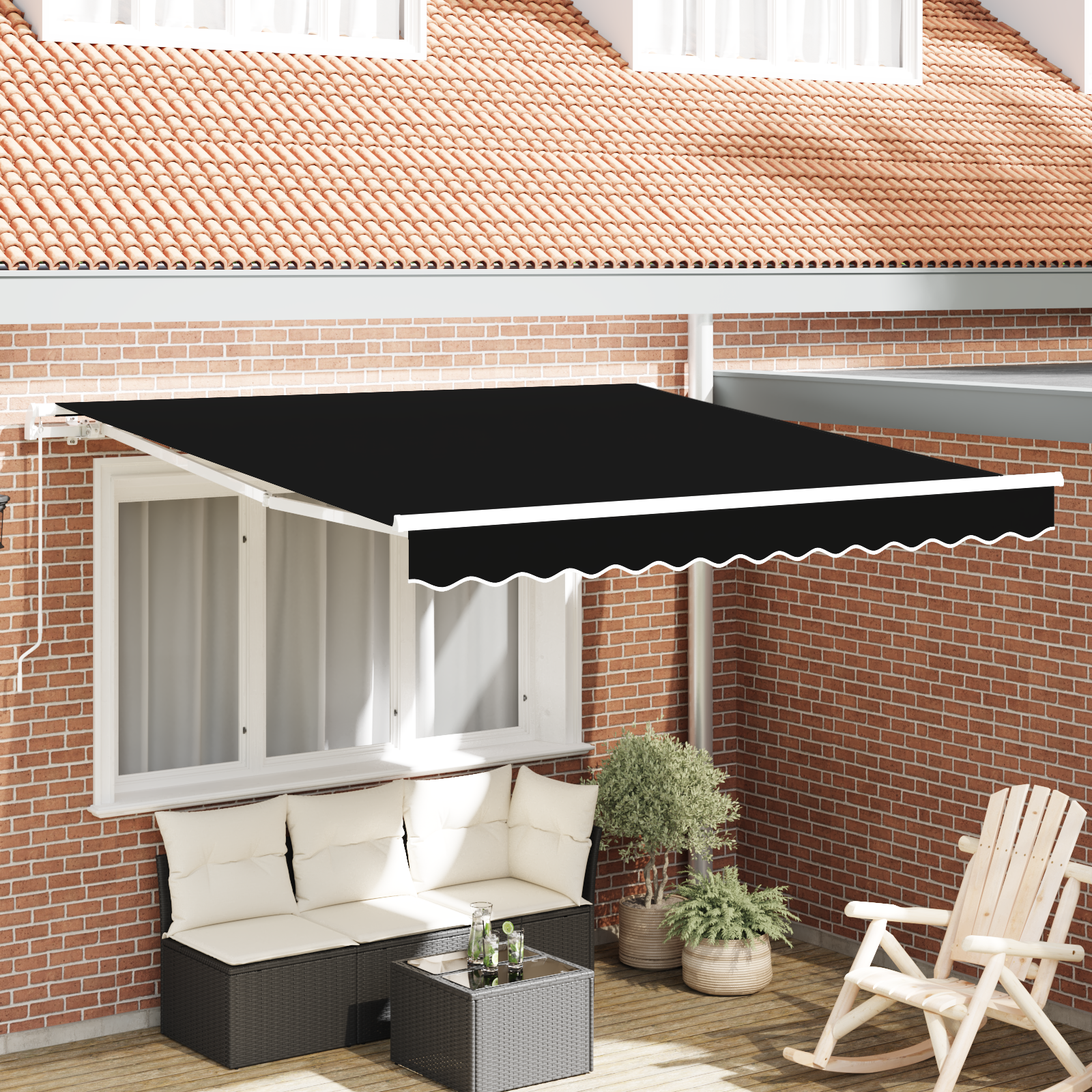 Tenda retrattile manuale nera 350x250 cm 3330321