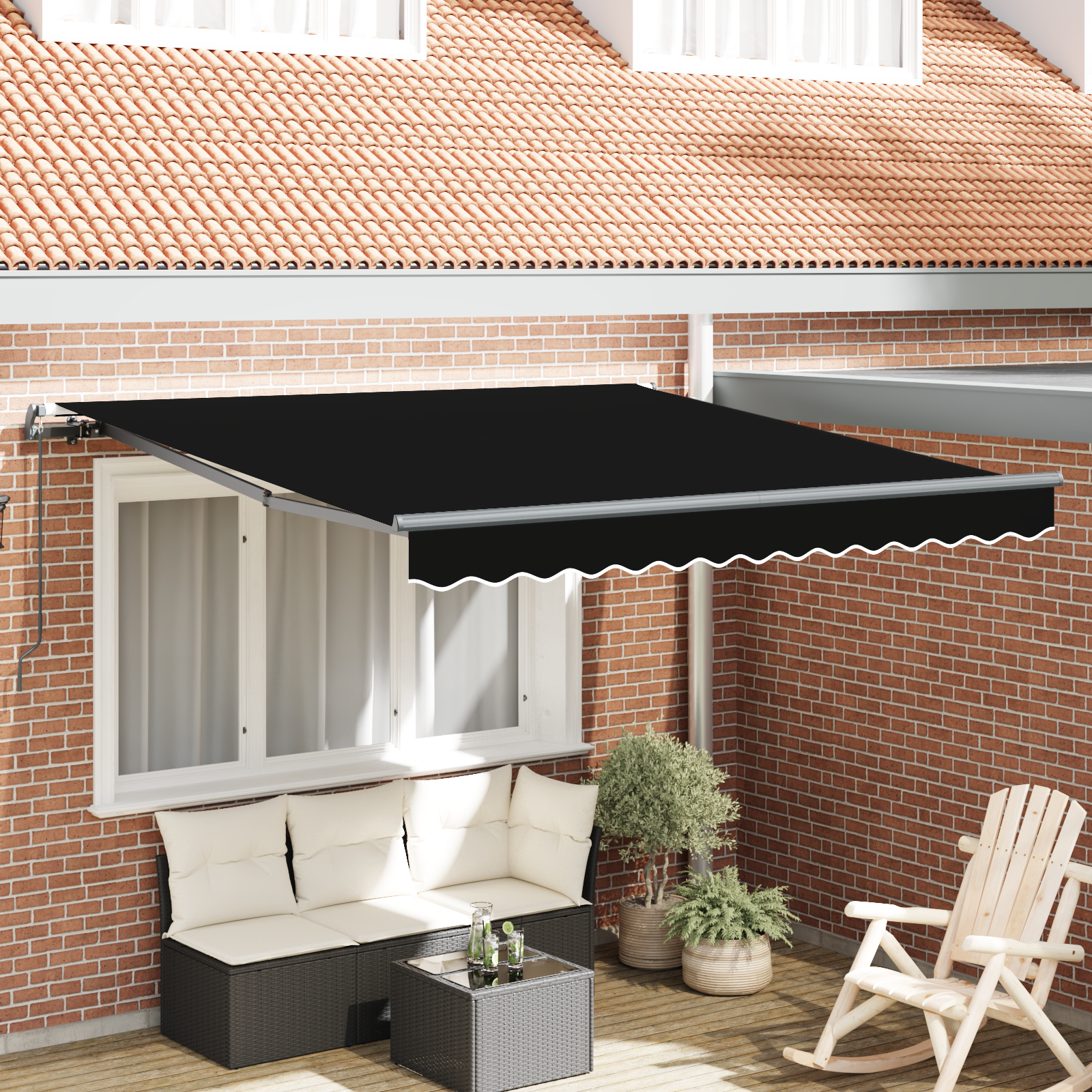 Tenda Retrattile Manuale Nera 350x250 cm 3330325