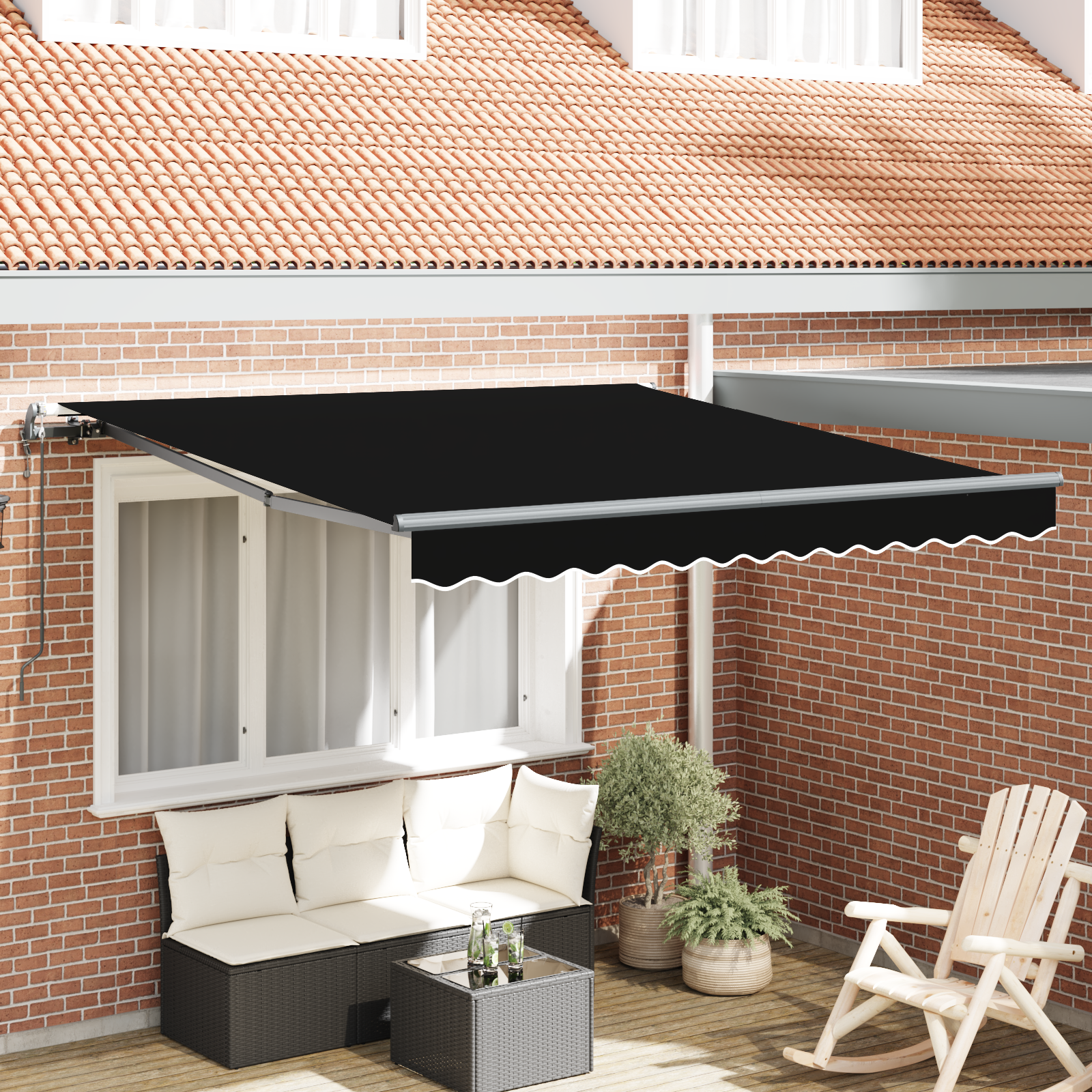 Tenda Retrattile Automatica Nera 350x250 cm 3330327