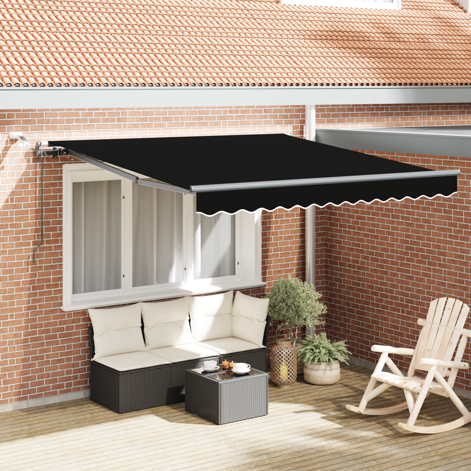 Automatische Inklapbare Luifel met LED Zwart 350×250 cm