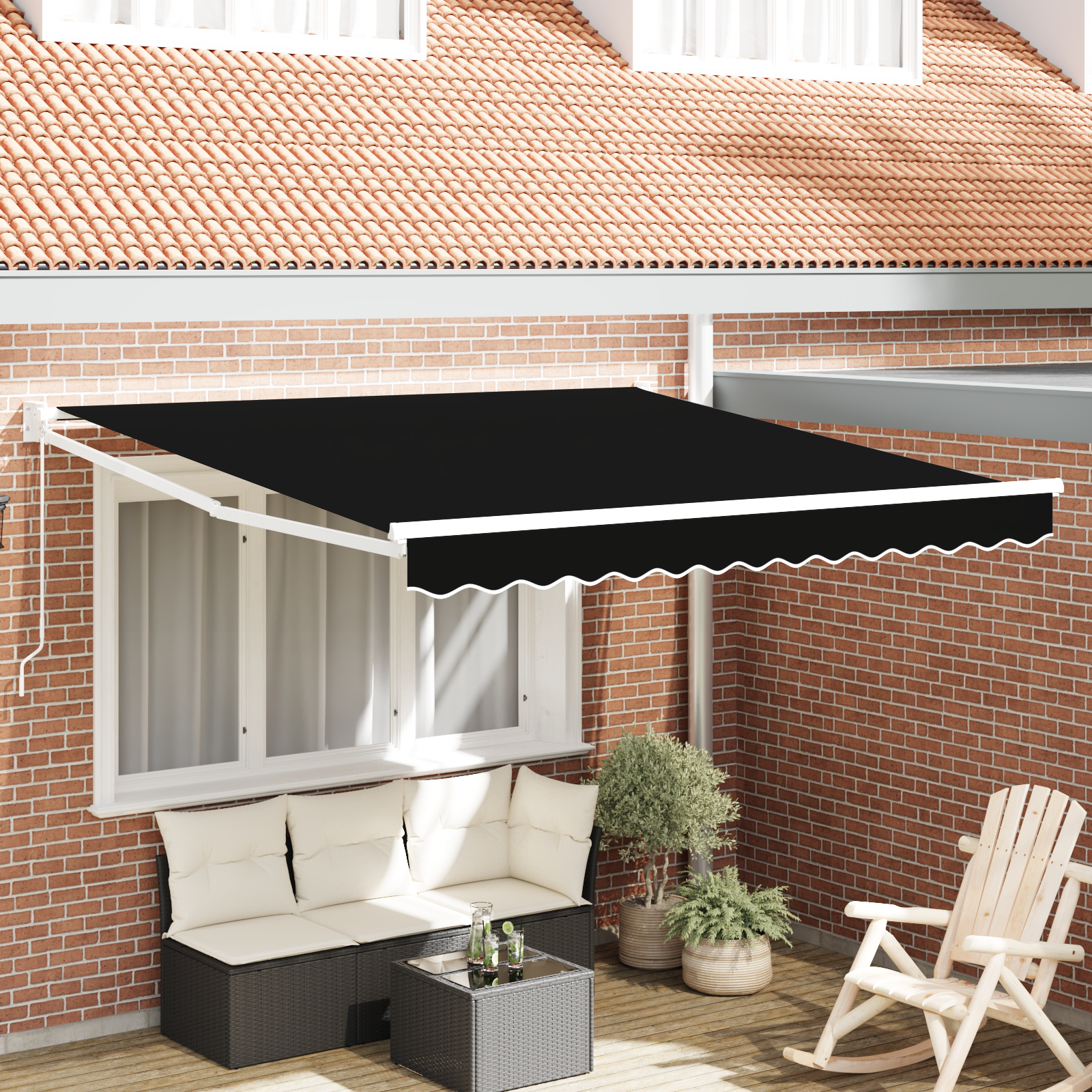 Handmatige Inklapbare Luifel Zwart 350×250 cm