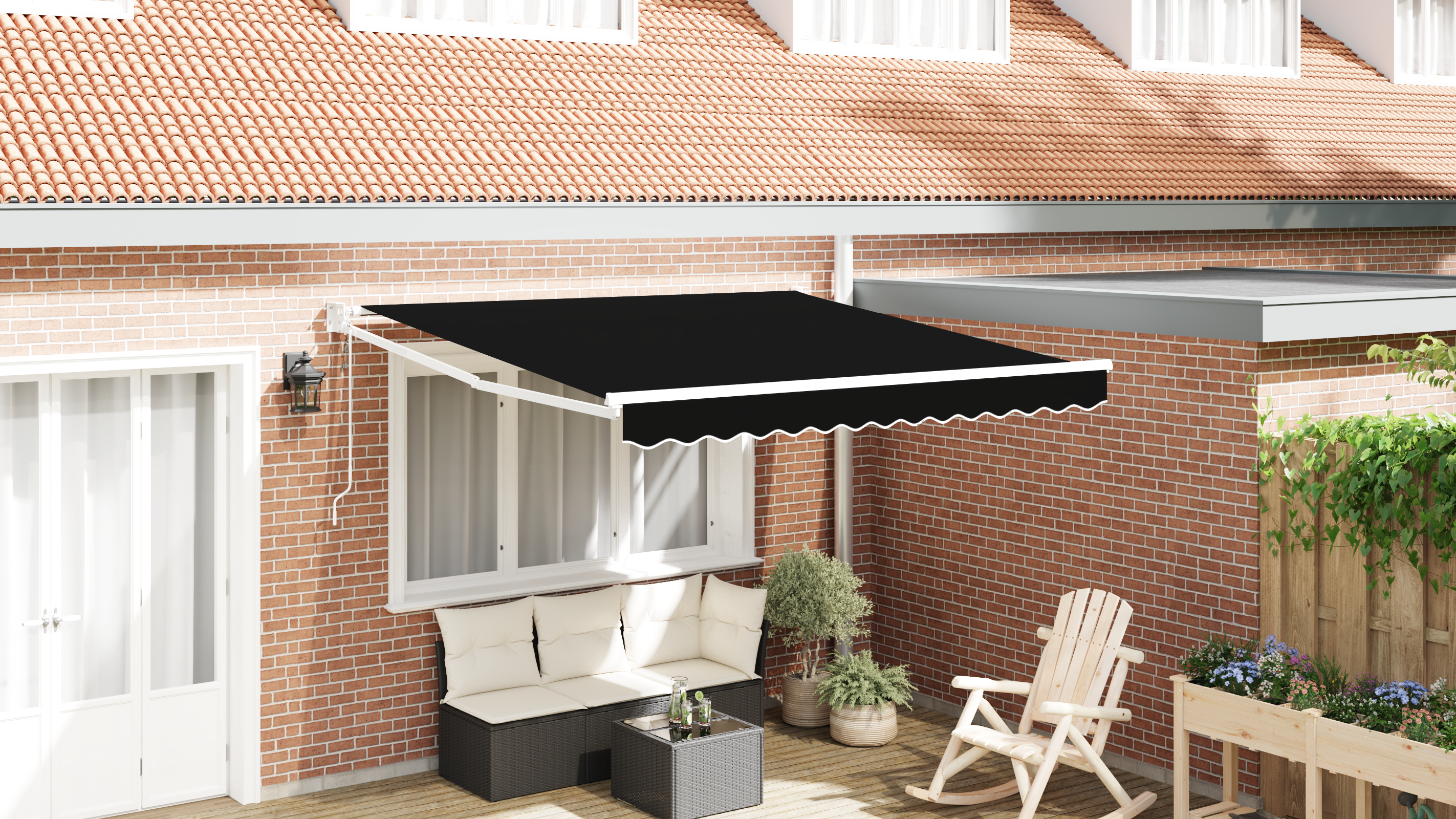 Inklapbaar Zonnescherm Zwart 350 x 250 cm Stof image 1