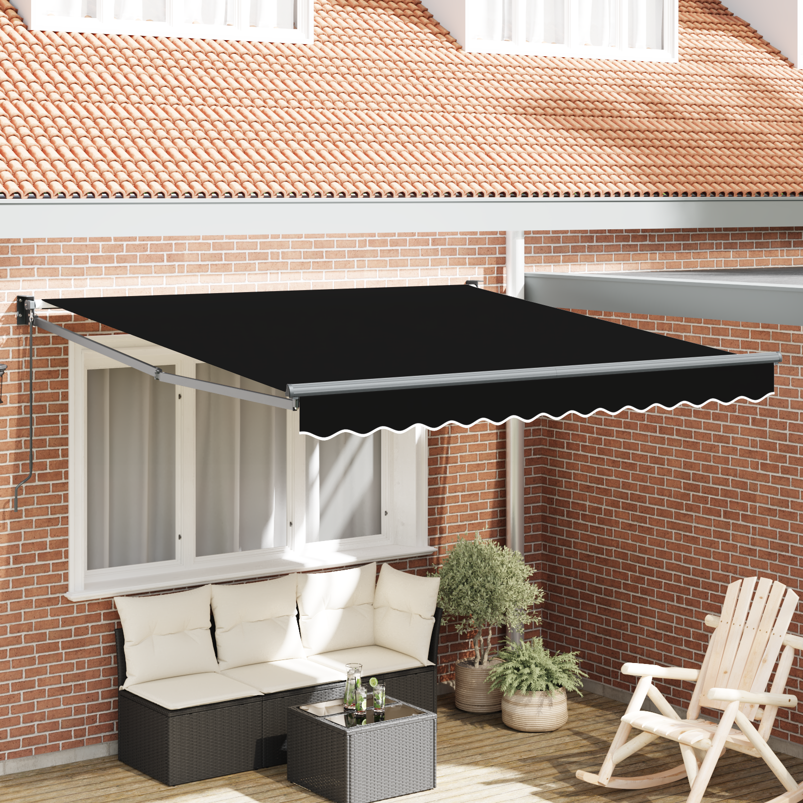 Tenda Retrattile Manuale Nera 350x250 cm 3330331