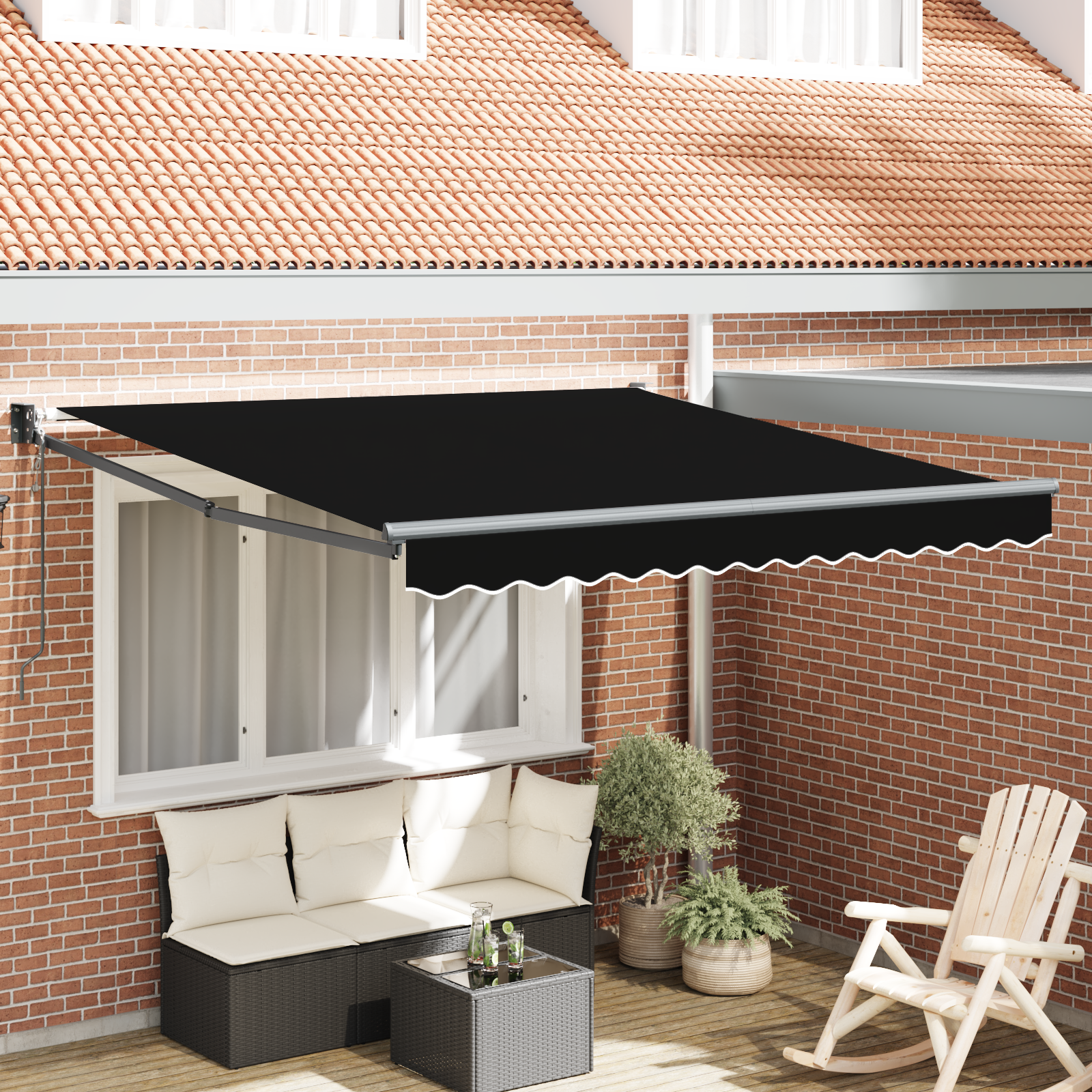 Tenda Retrattile Automatica Nera 350x250 cm 3330332