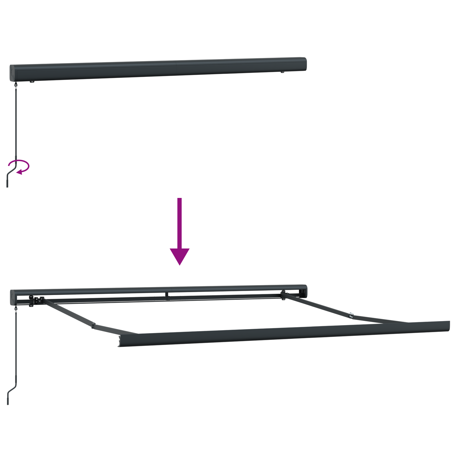 Manual Retractable Awning Black 350x250 cm - Image 9