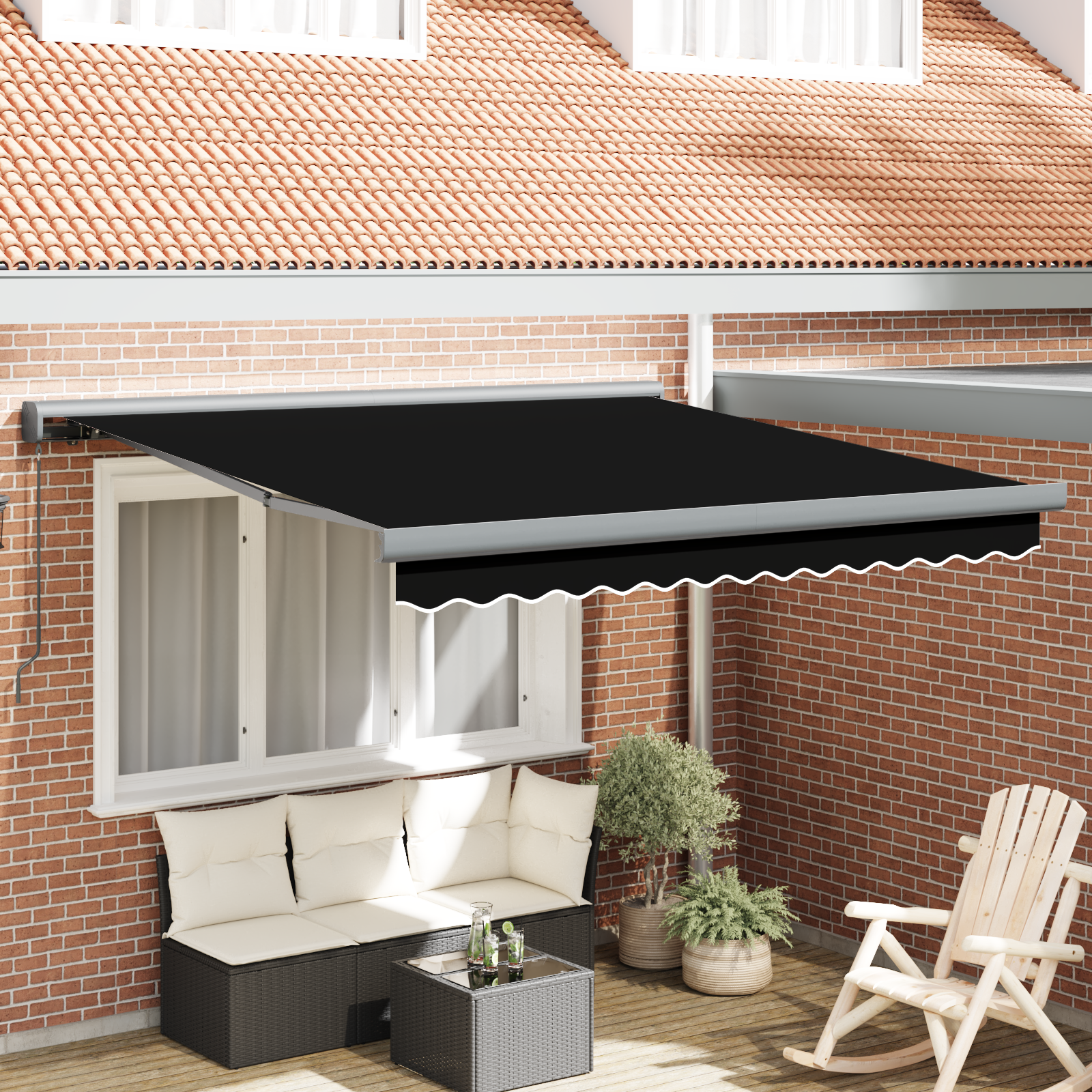 Tenda retrattile manuale nera 350x250 cm 3330335