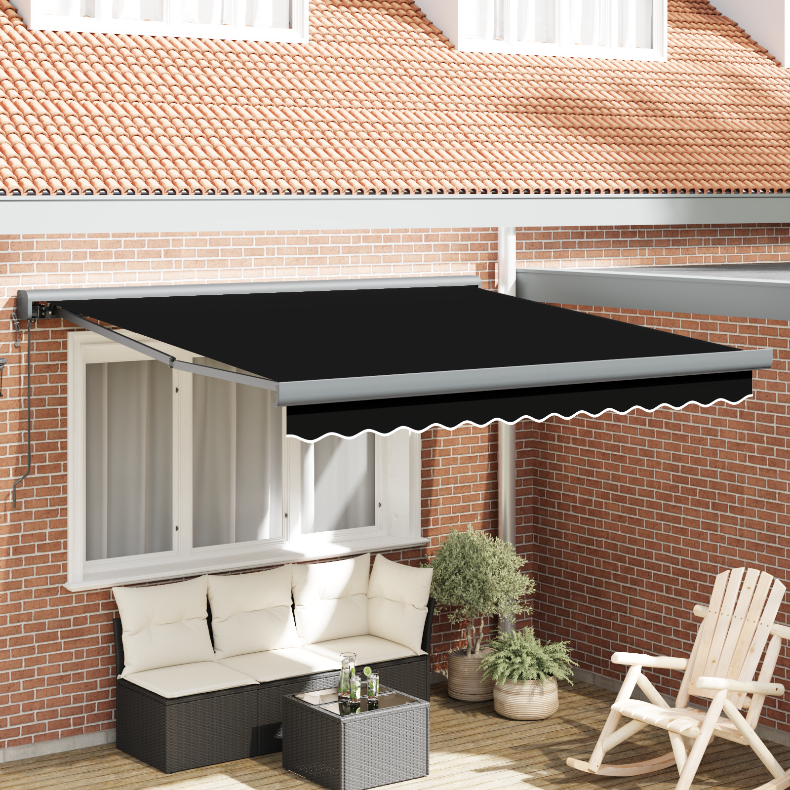 Tenda Retrattile Automatica Nera 350x250 cm 3330336