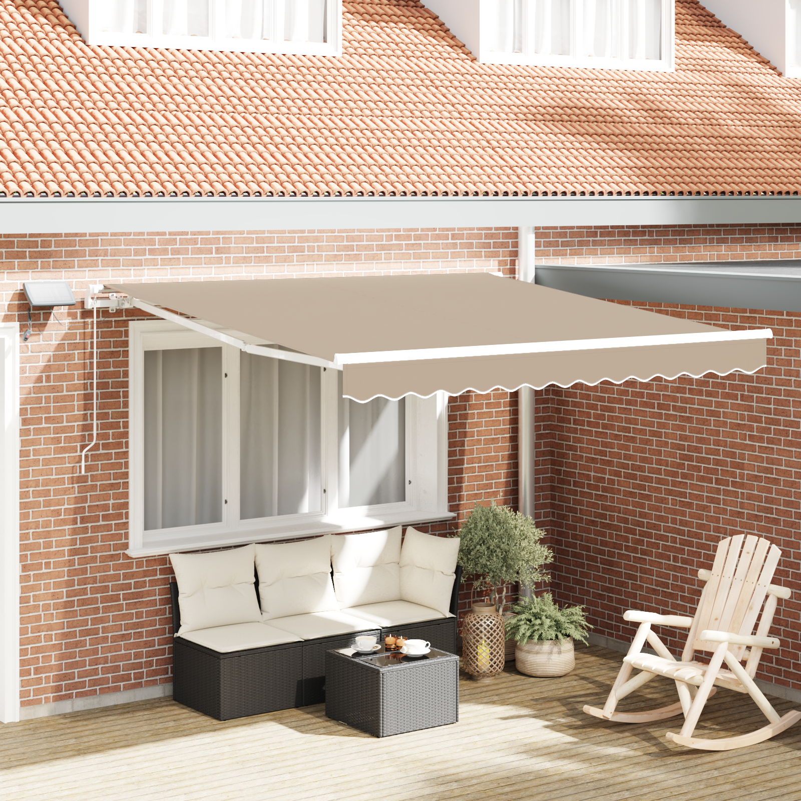 Tenda Manuale Retrattile con LED Beige 350x250 cm 3330340