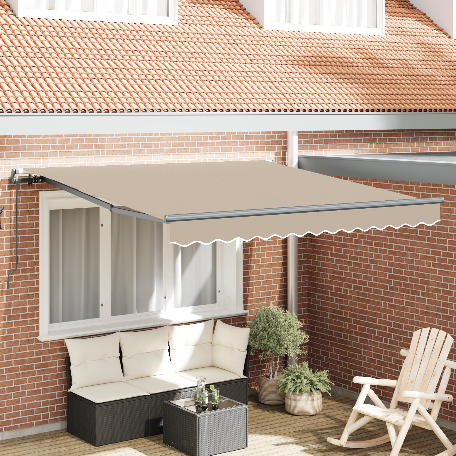 Tenda Retrattile Manuale Beige 350x250 cm 3330343