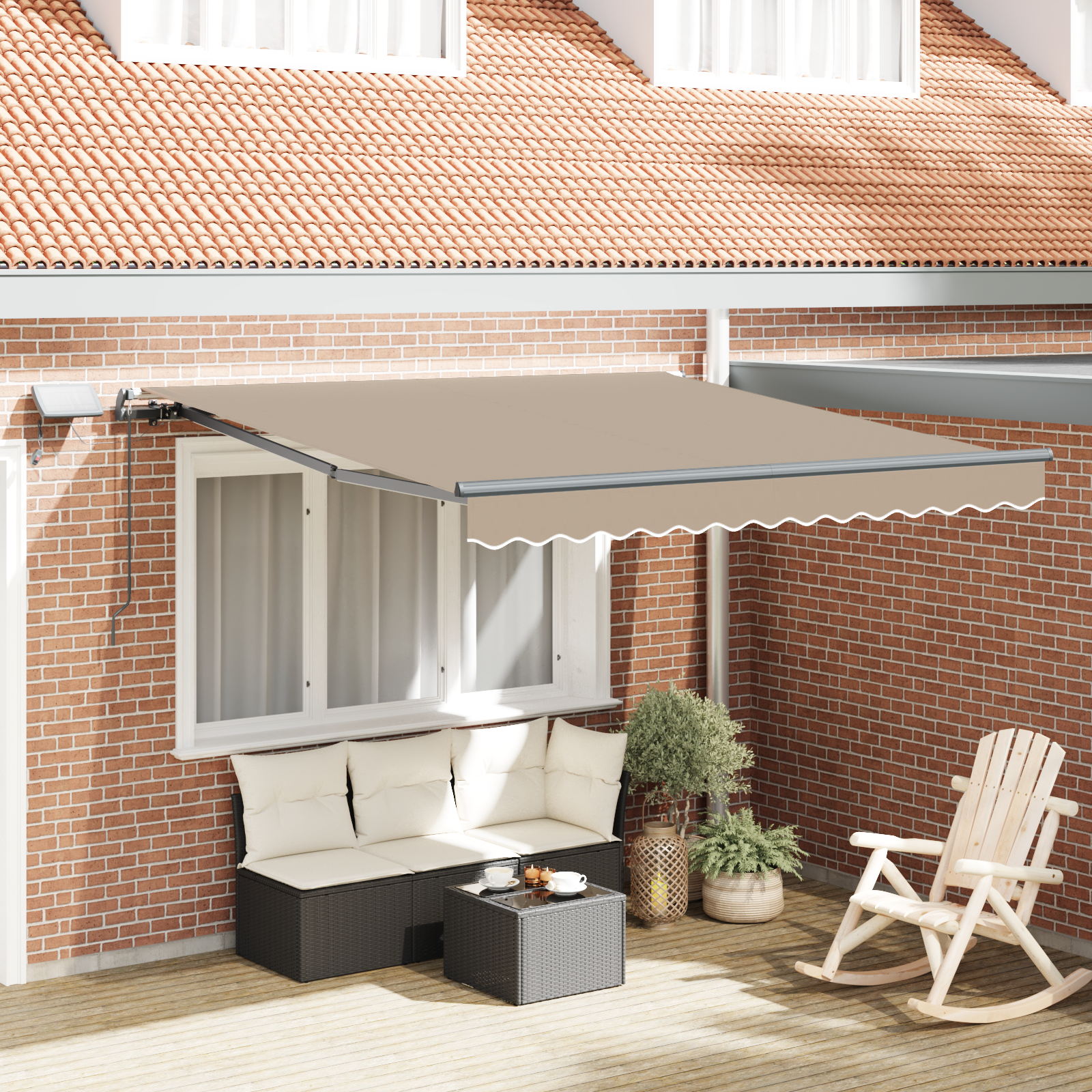 Manual Retractable Awning with LED Beige 350x250 cm