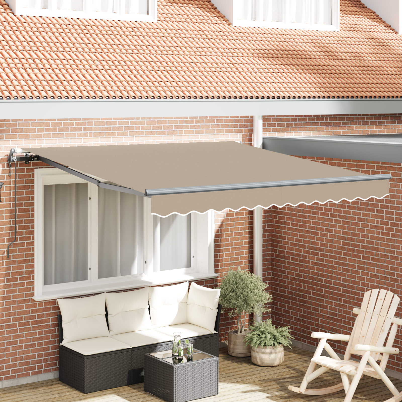 Automatische Inklapbare Luifel Beige 350×250 cm