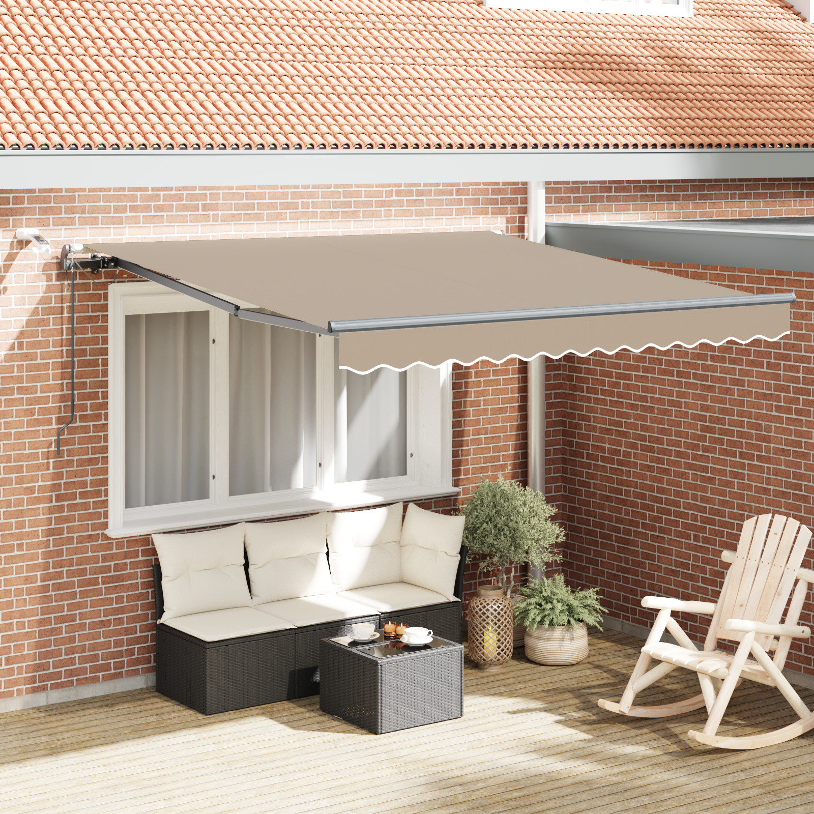 Automatische Inklapbare Luifel met LED Beige 350×250 cm