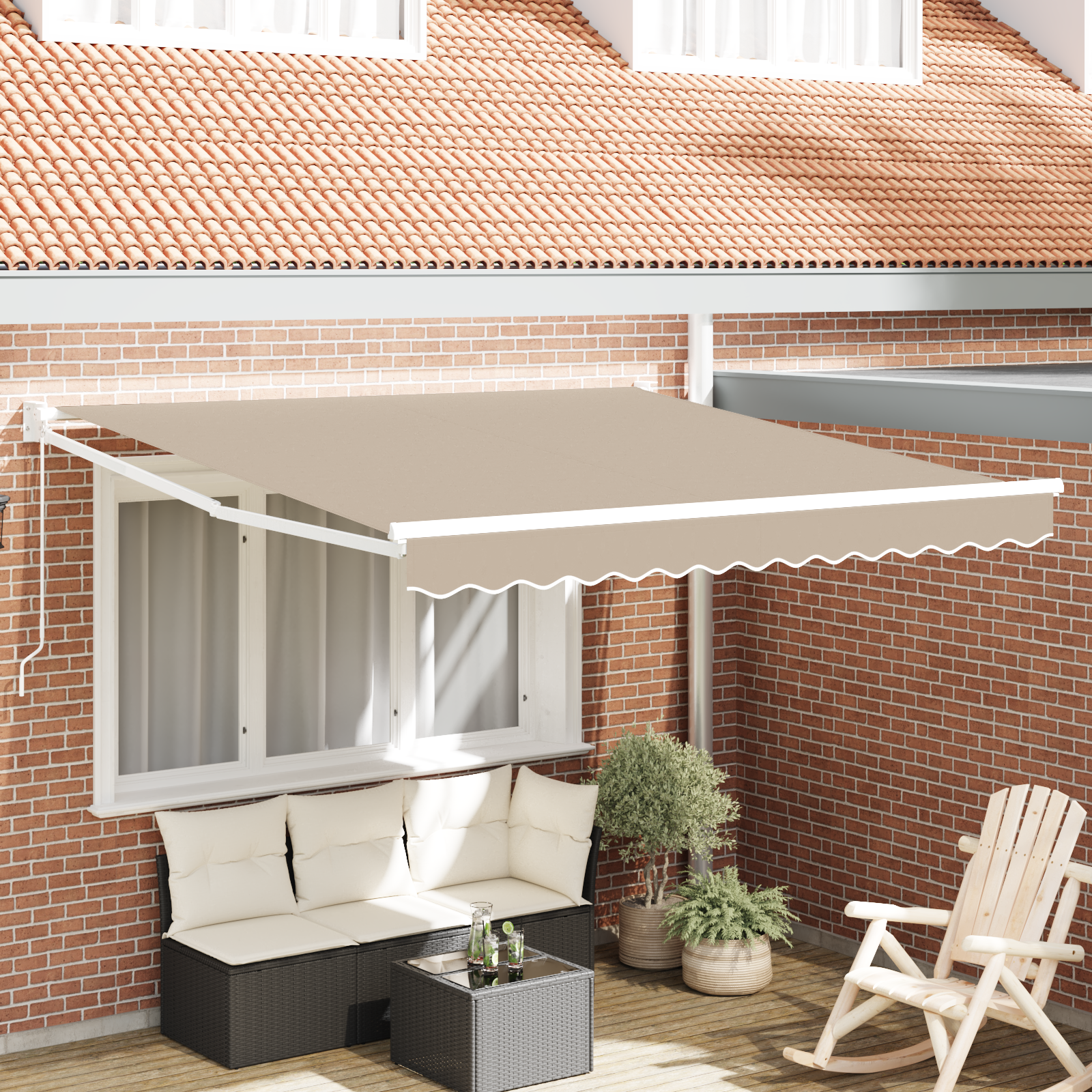 Tenda Retrattile Manuale Beige 350x250 cm 3330347