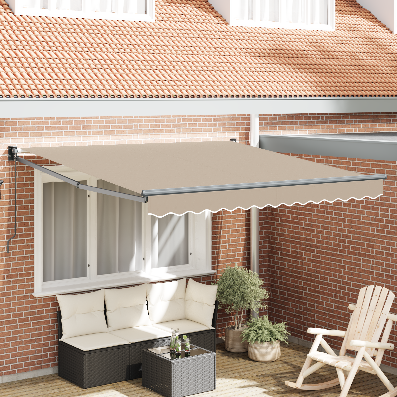 Tenda Retrattile Manuale Beige 350x250 cm 3330349