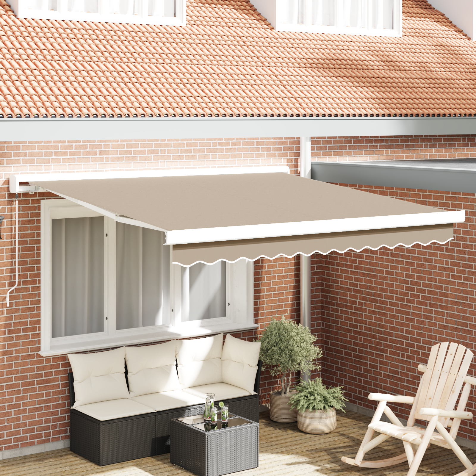 Manual Retractable Awning Beige 350x250 cm