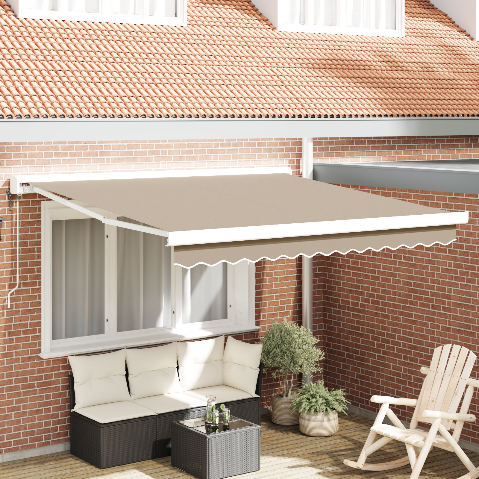 Tenda Retrattile Automatica Beige 350x250 cm 3330352