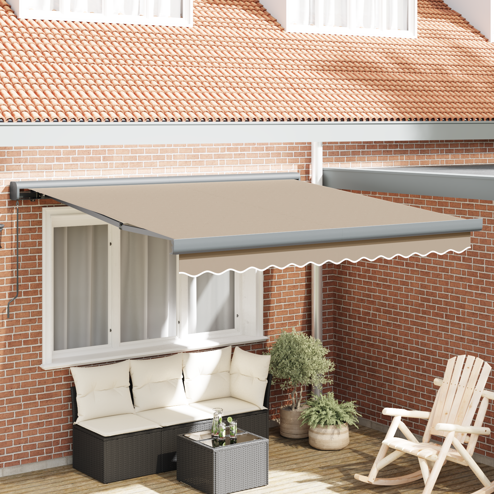 Manual Retractable Awning Beige 350x250 cm