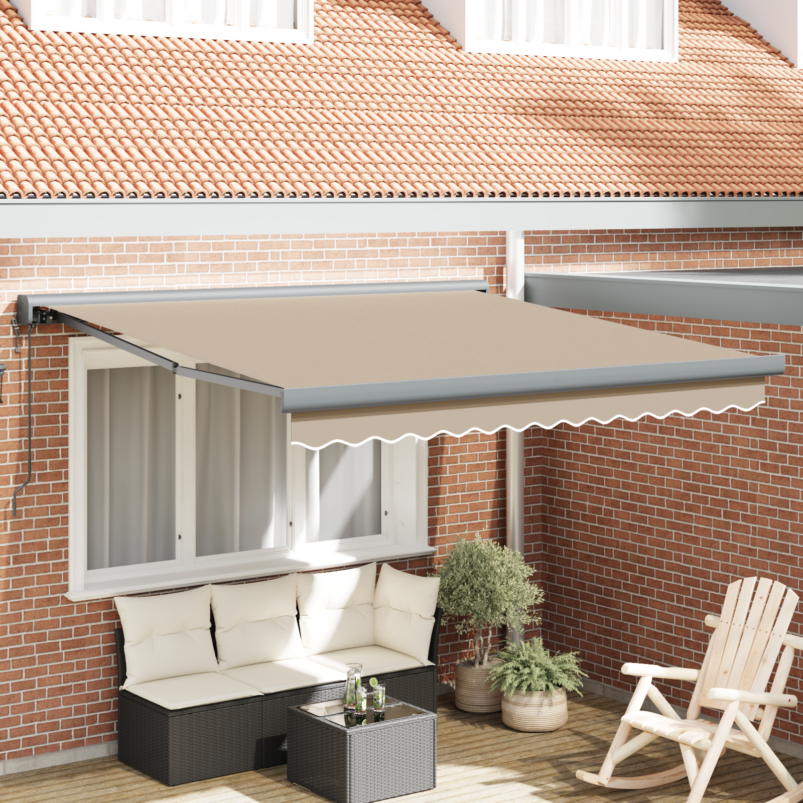 Automatische Inklapbare Luifel Beige 350×250 cm