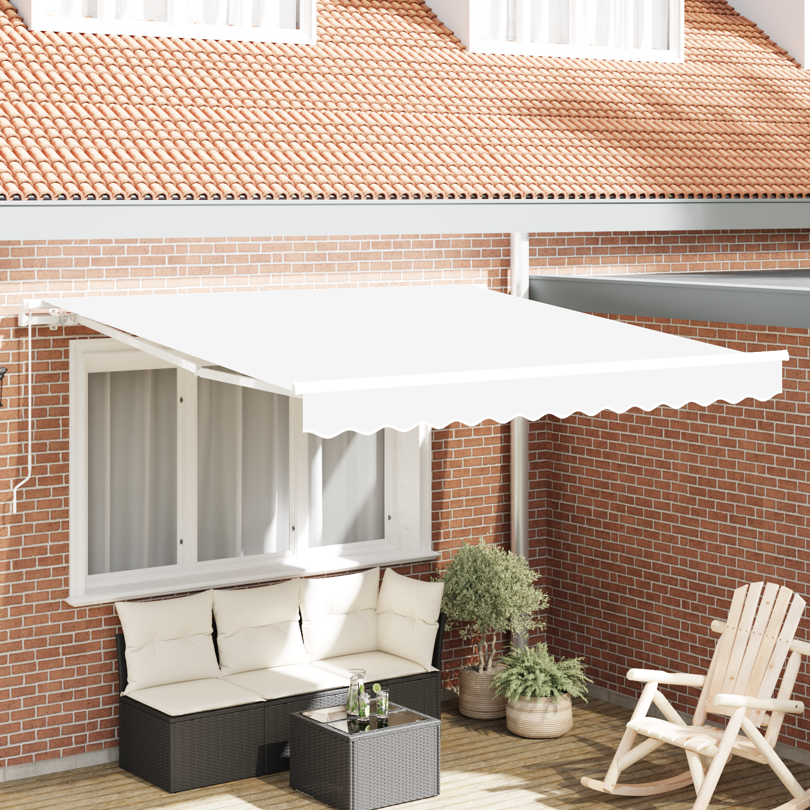 Tenda Retrattile Manuale Bianca 350x250 cm 3330357