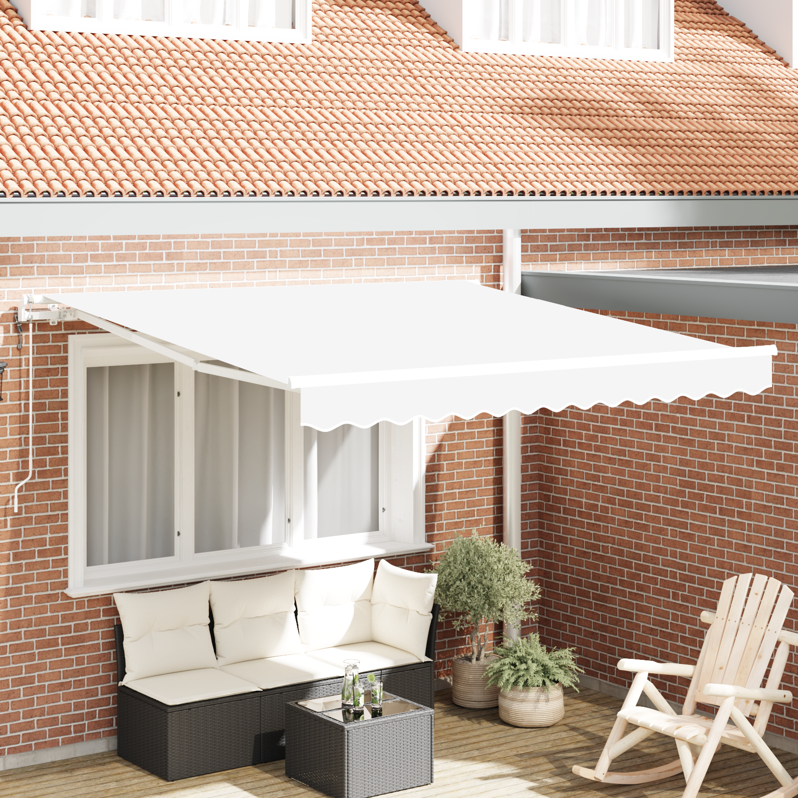 Tenda Retrattile Automatica Bianca 350x250 cm 3330359