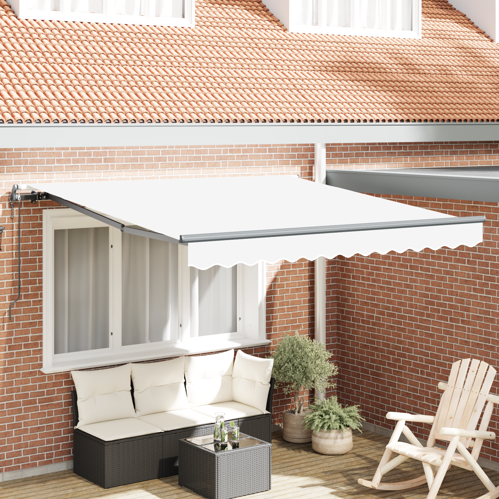 Tenda Retrattile Automatica Bianca 350x250 cm 3330363