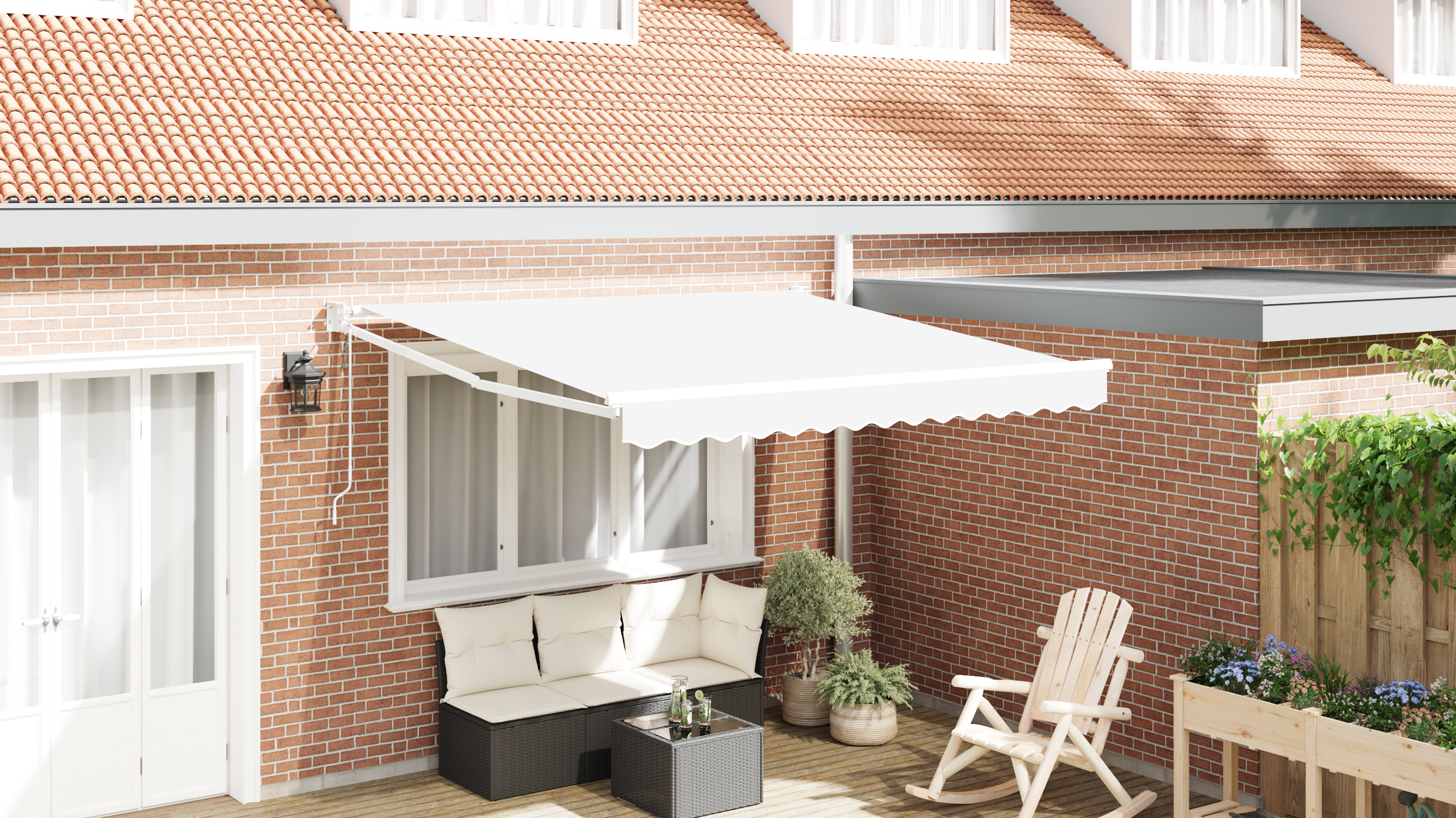 Automatische Inklapbare Luifel Wit 350×250 cm