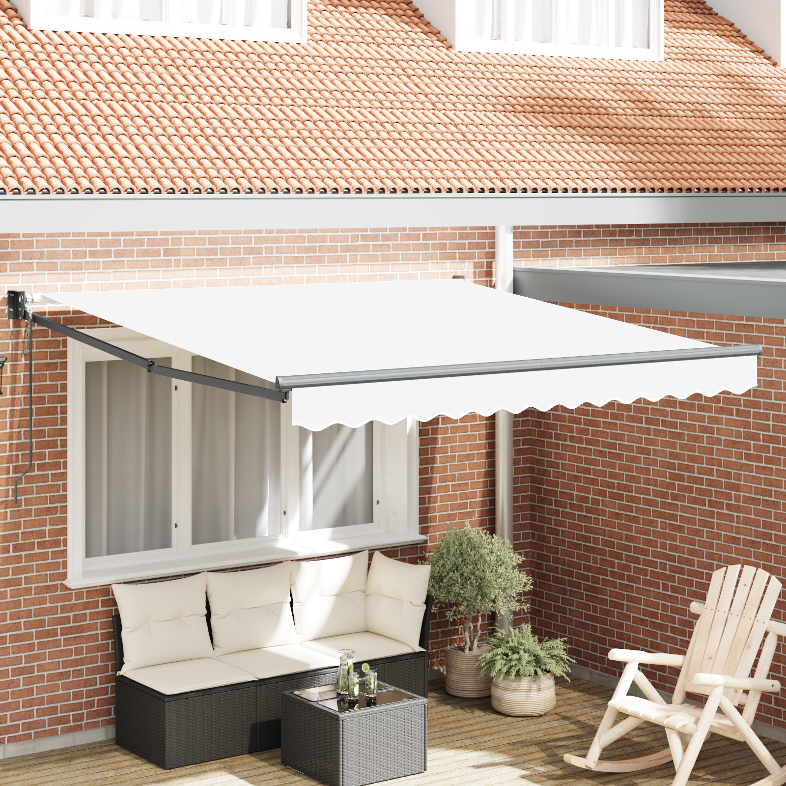 Tenda retrattile automatica Bianca 350x250 cm 3330368