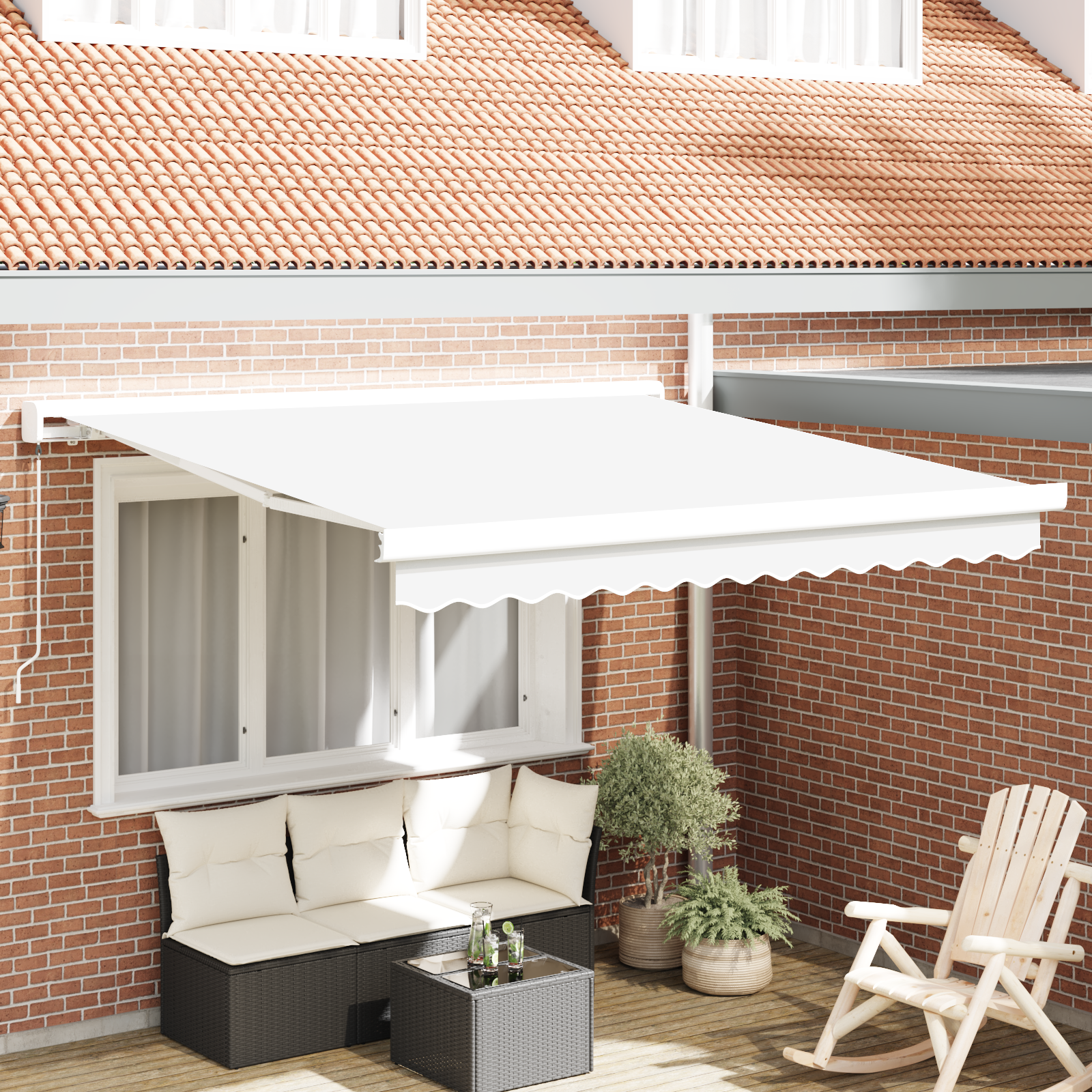 Tenda Retrattile Manuale Bianca 350x250 cm 3330369