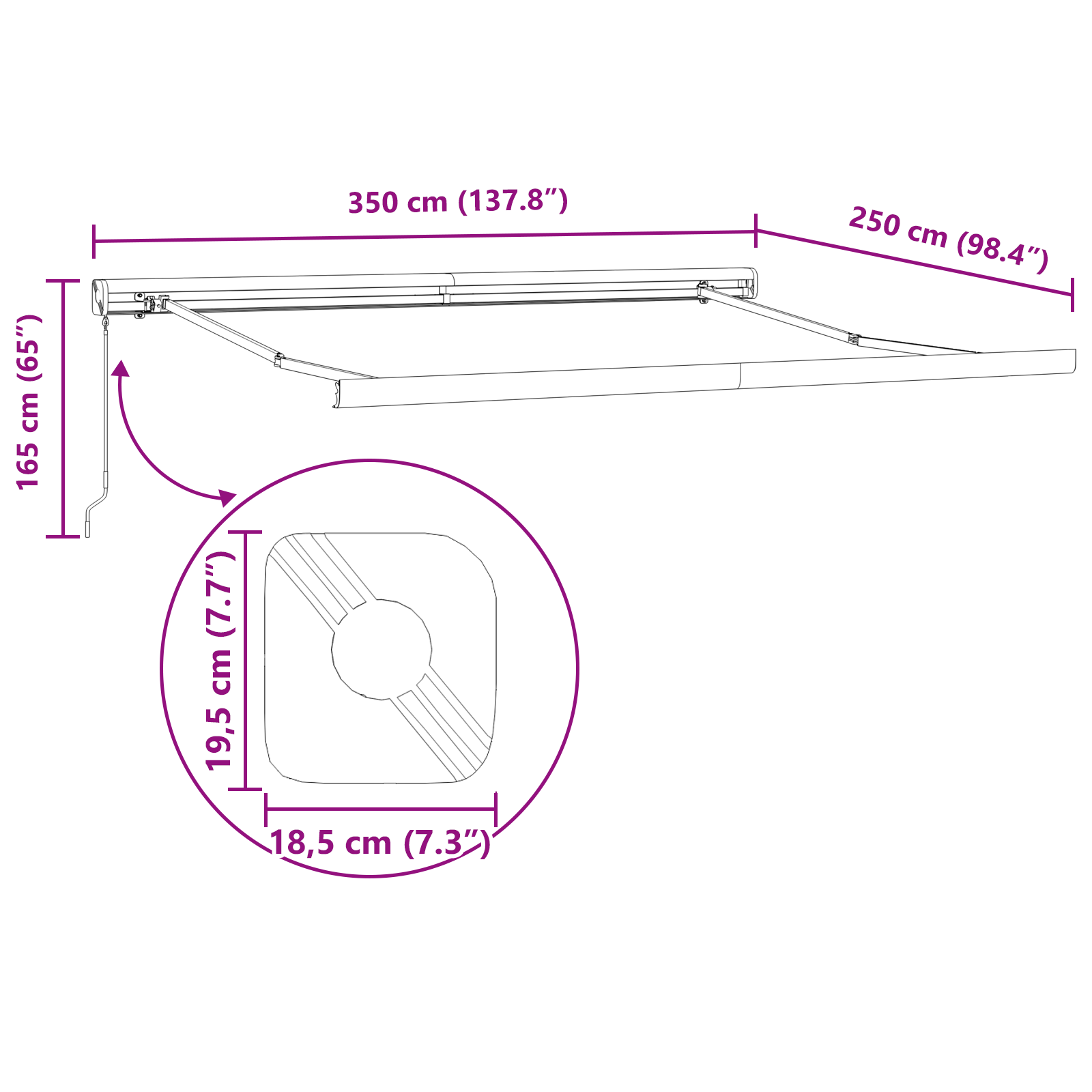 Manual Retractable Awning White 350x250 cm - Image 11