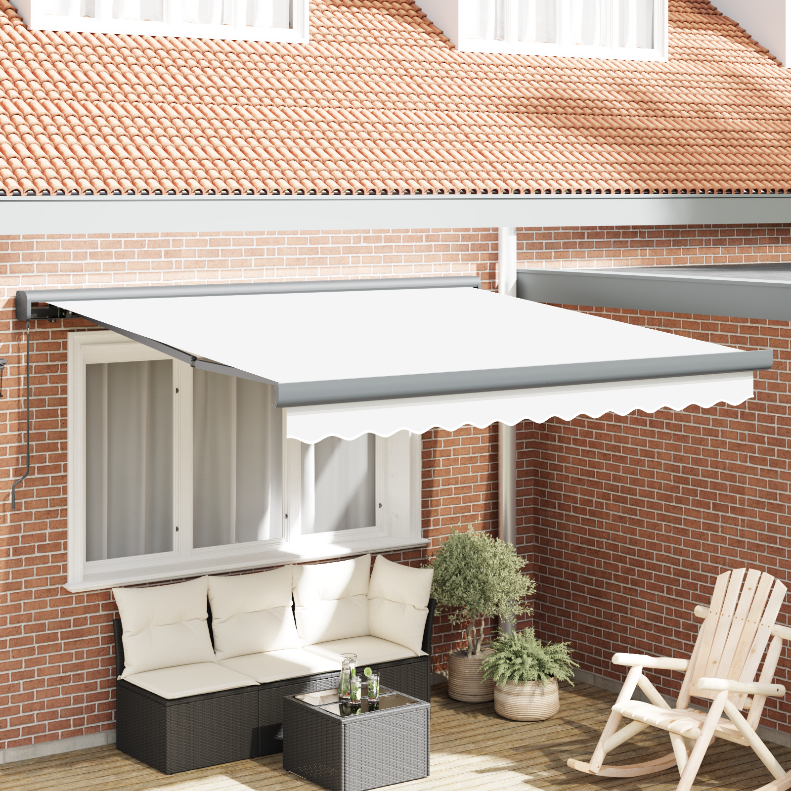 Manual Retractable Awning White 350x250 cm