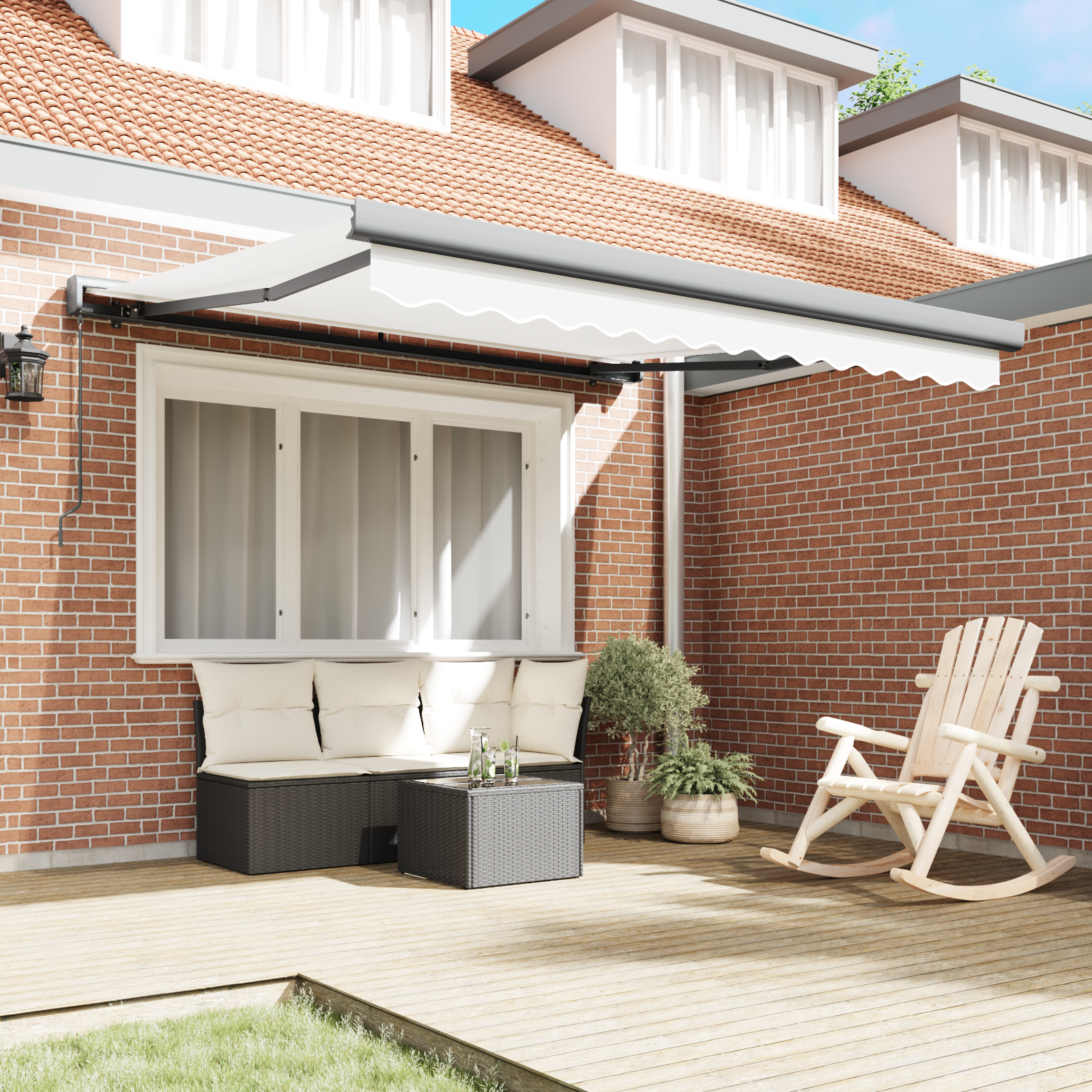 Manual Retractable Awning White 350x250 cm - Image 3