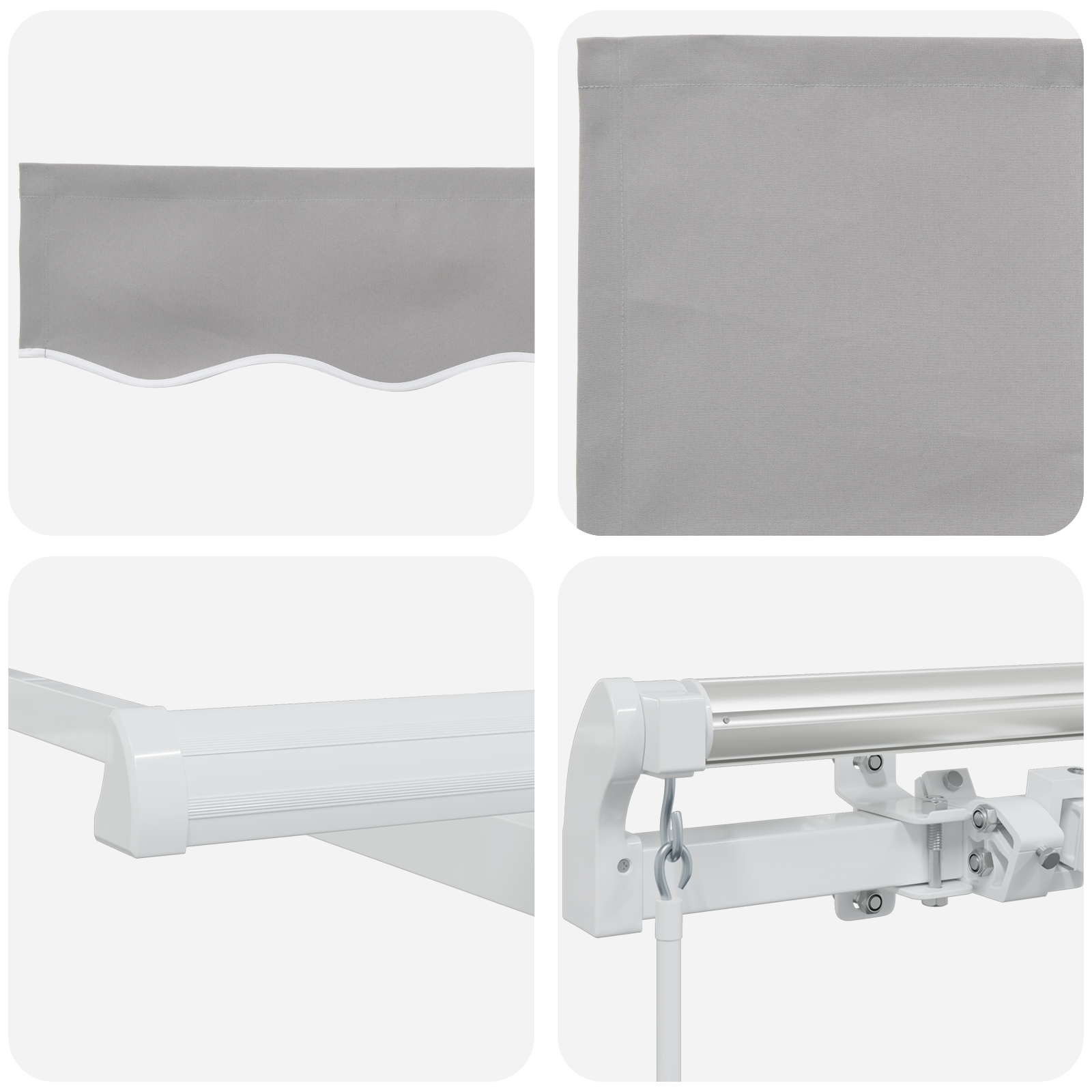 Manual Retractable Awning Light Grey 350x250 cm - Image 8